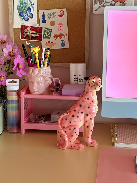 Styling Petal the Pink Leopard Statue