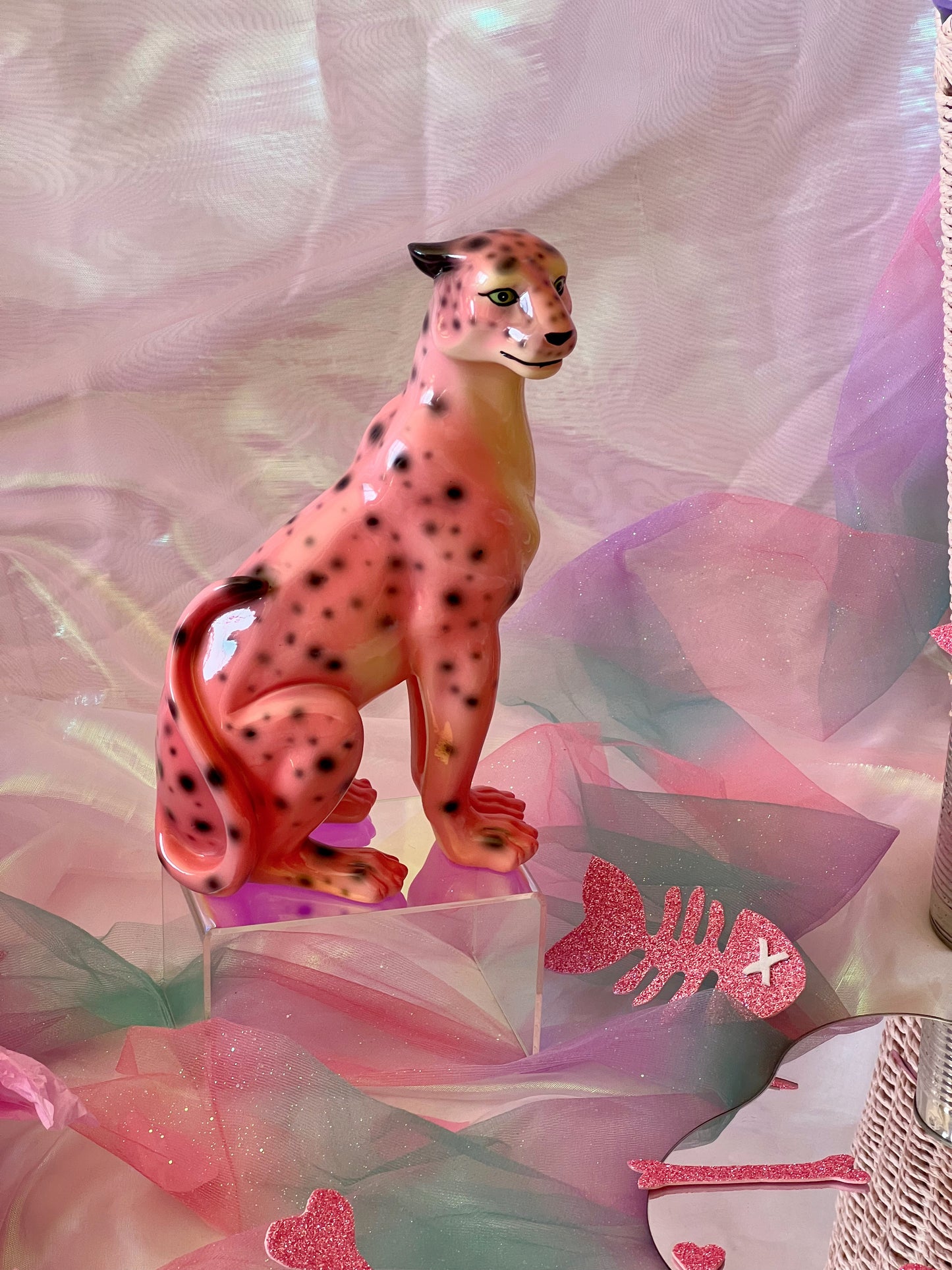 Flawed Pink Leopard Statue