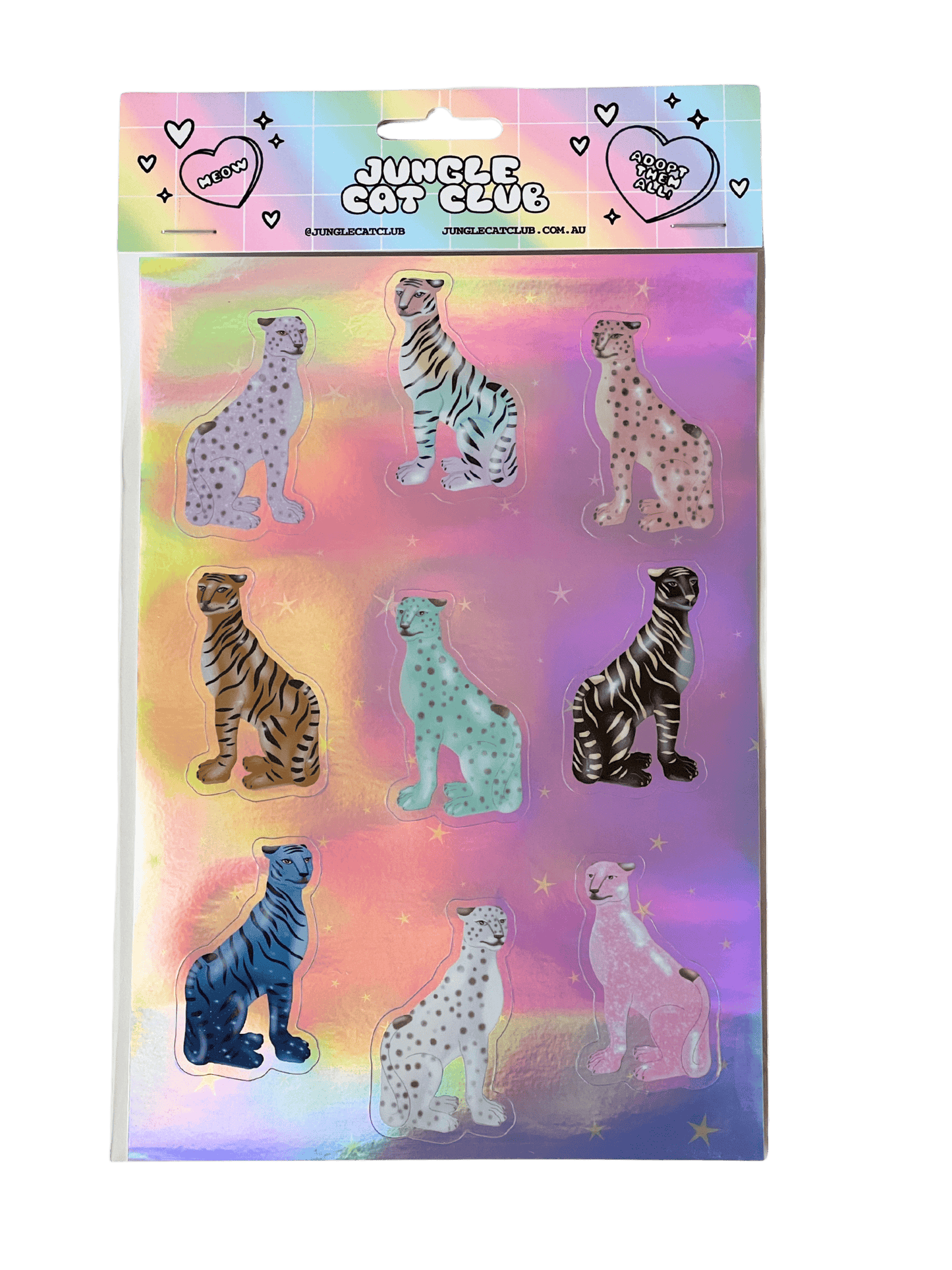 cat statues holographic sticker sheet