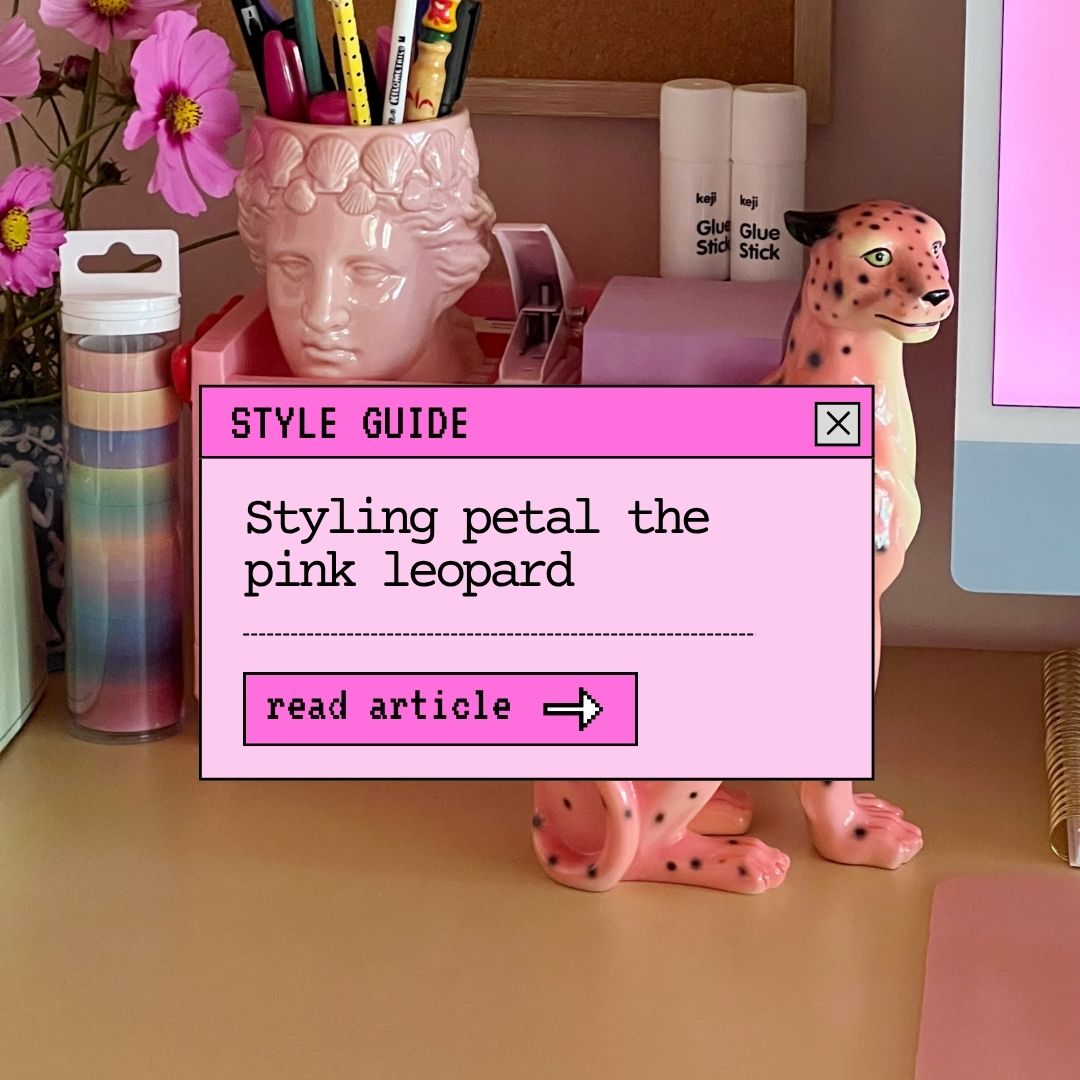 Styling Petal the Pink Leopard Statue