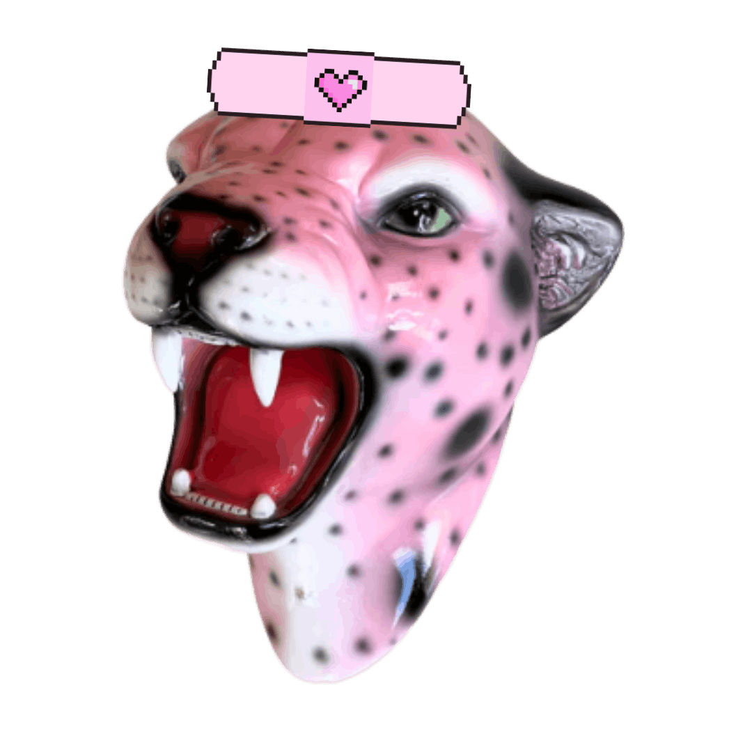 Flawed Candy-Rose the Pink Leopard Wall Mounted Head