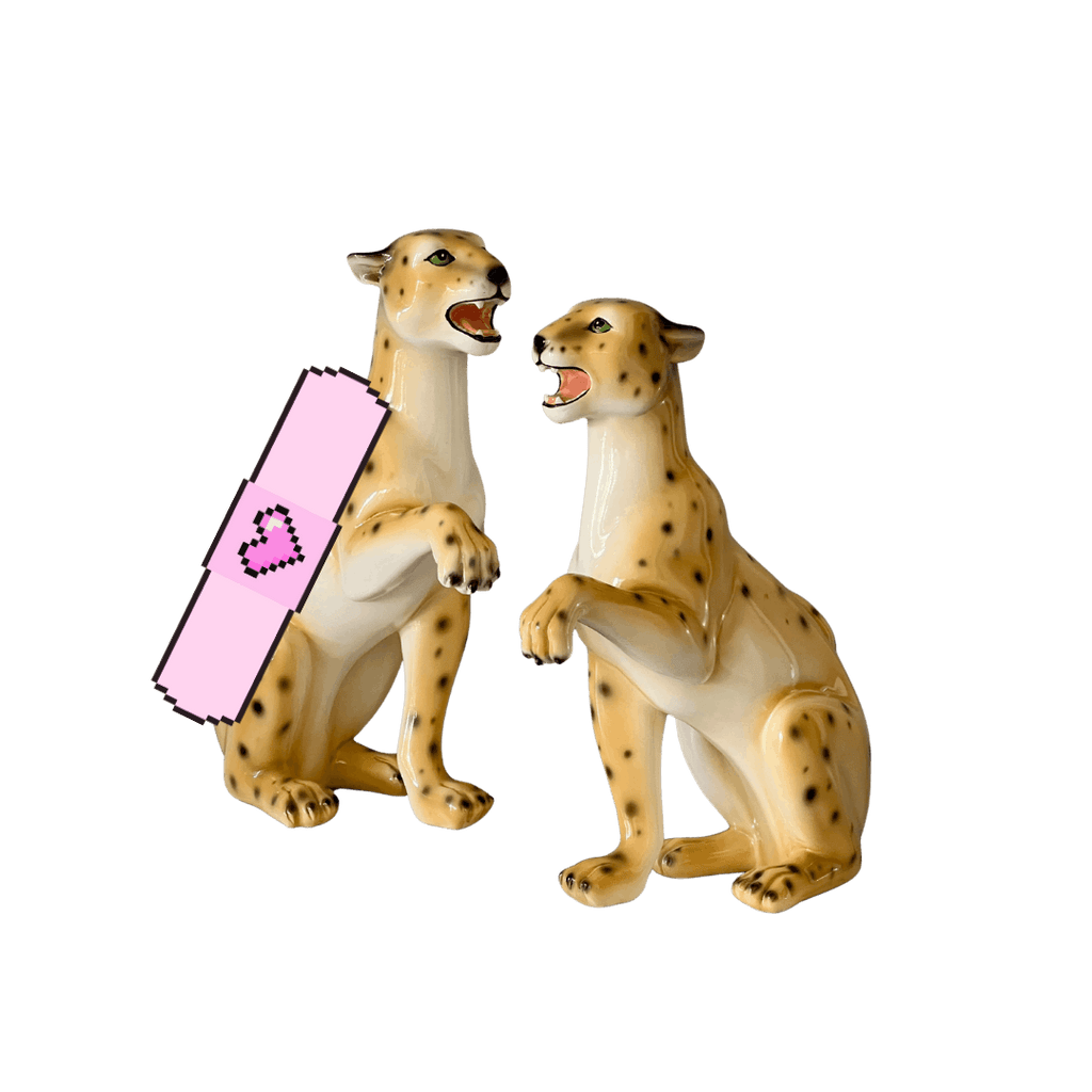 Flawed Terra and Gaia the Natural Leopard Statues