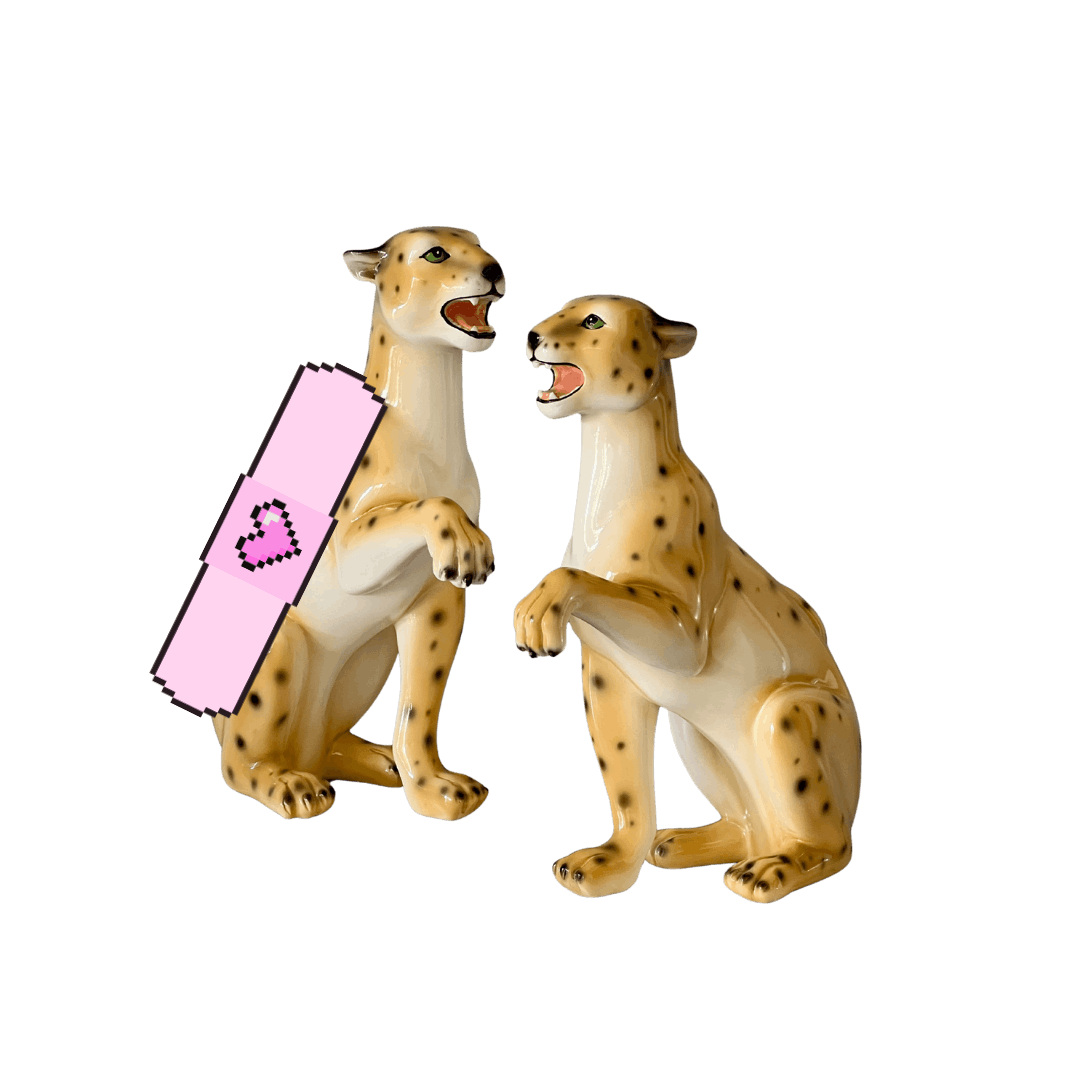 Flawed Terra and Gaia the Natural Leopard Statues