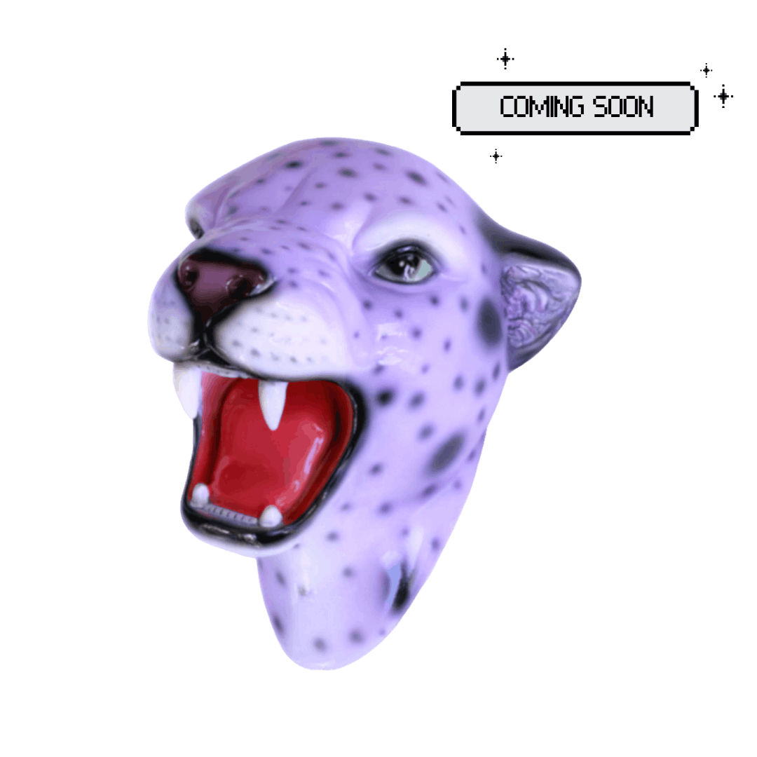 Iris the Purple Leopard Wall Mounted Head