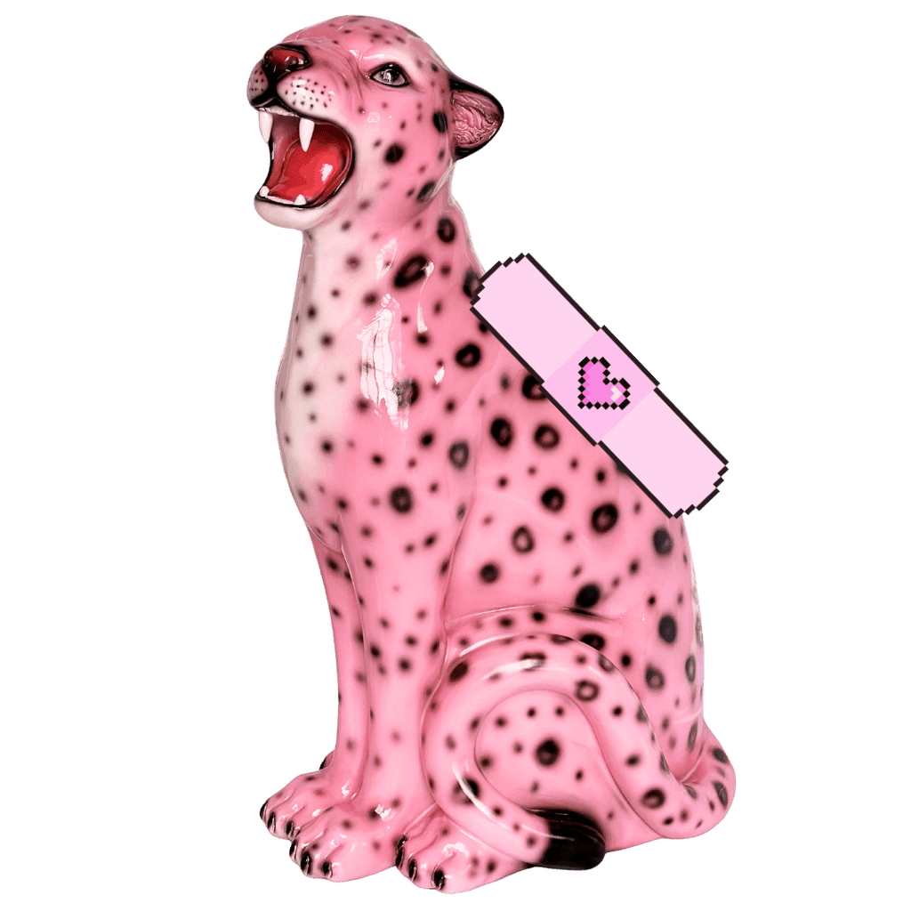Flawed Blossom the Pink Leopard Statue