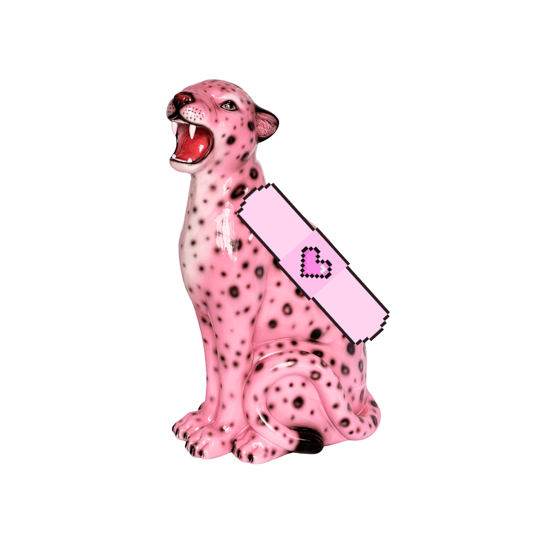 Flawed Poppy the Little Pink Leopard Statue