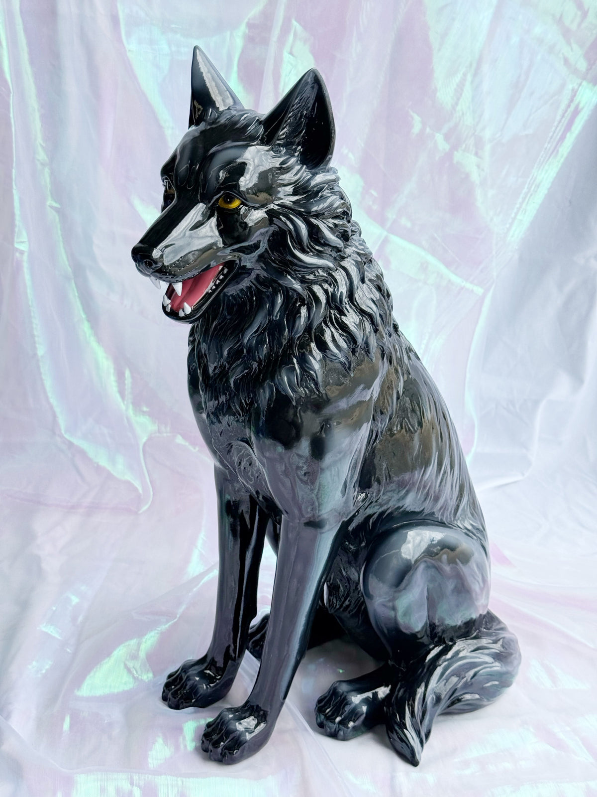 Black Wolf Statue