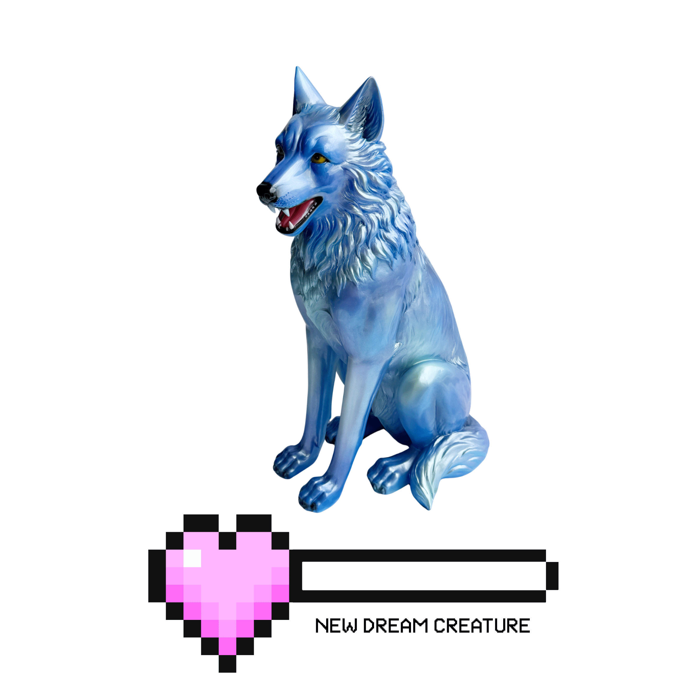 Shimmery Blue Wolf Statue