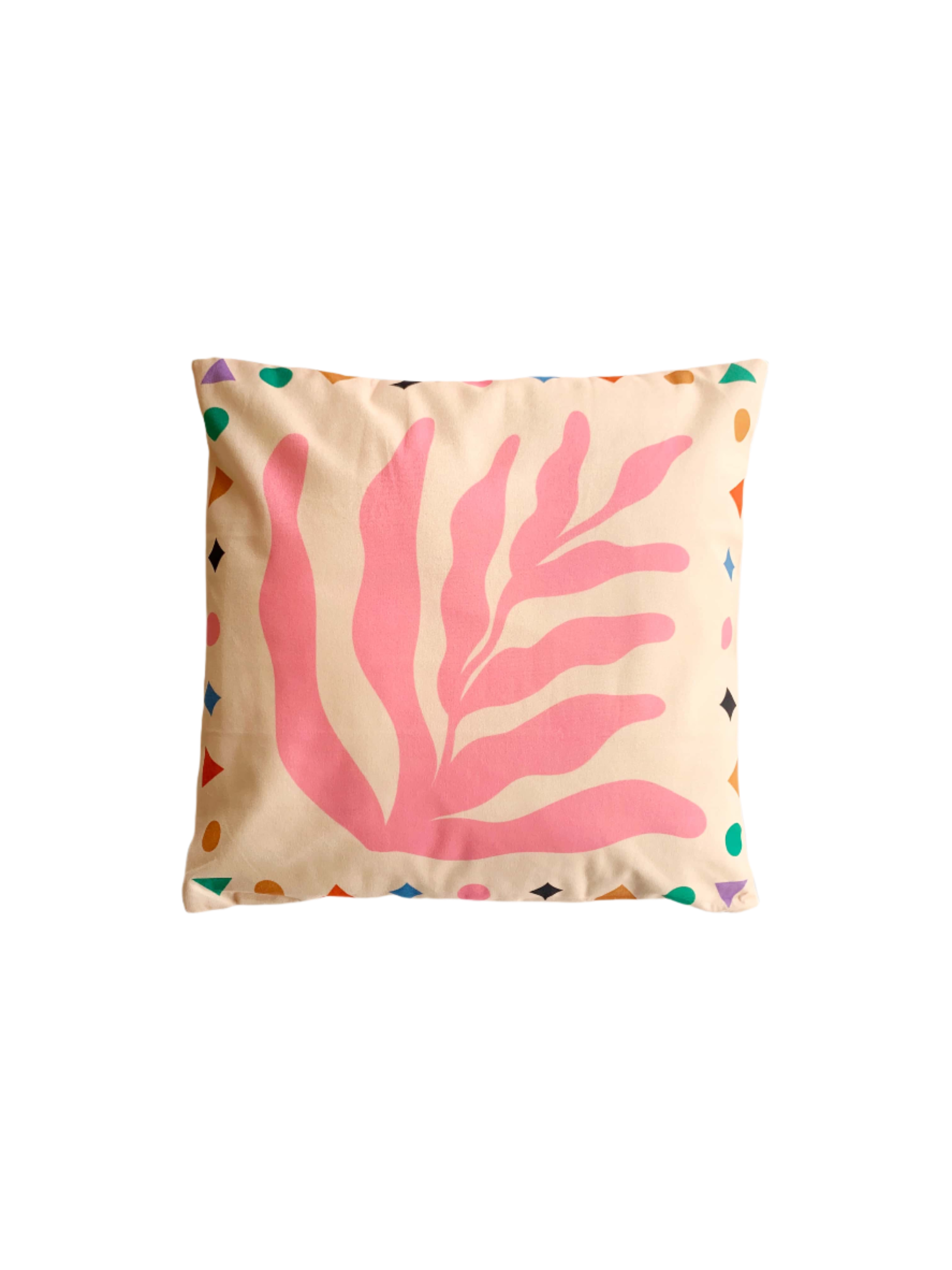 Pink Leaf Cushion Cover