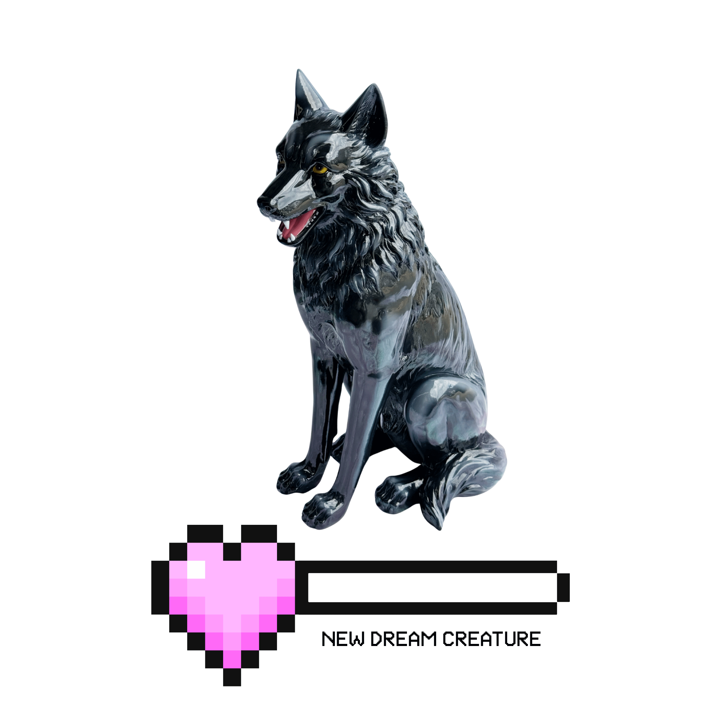 Black Wolf Statue