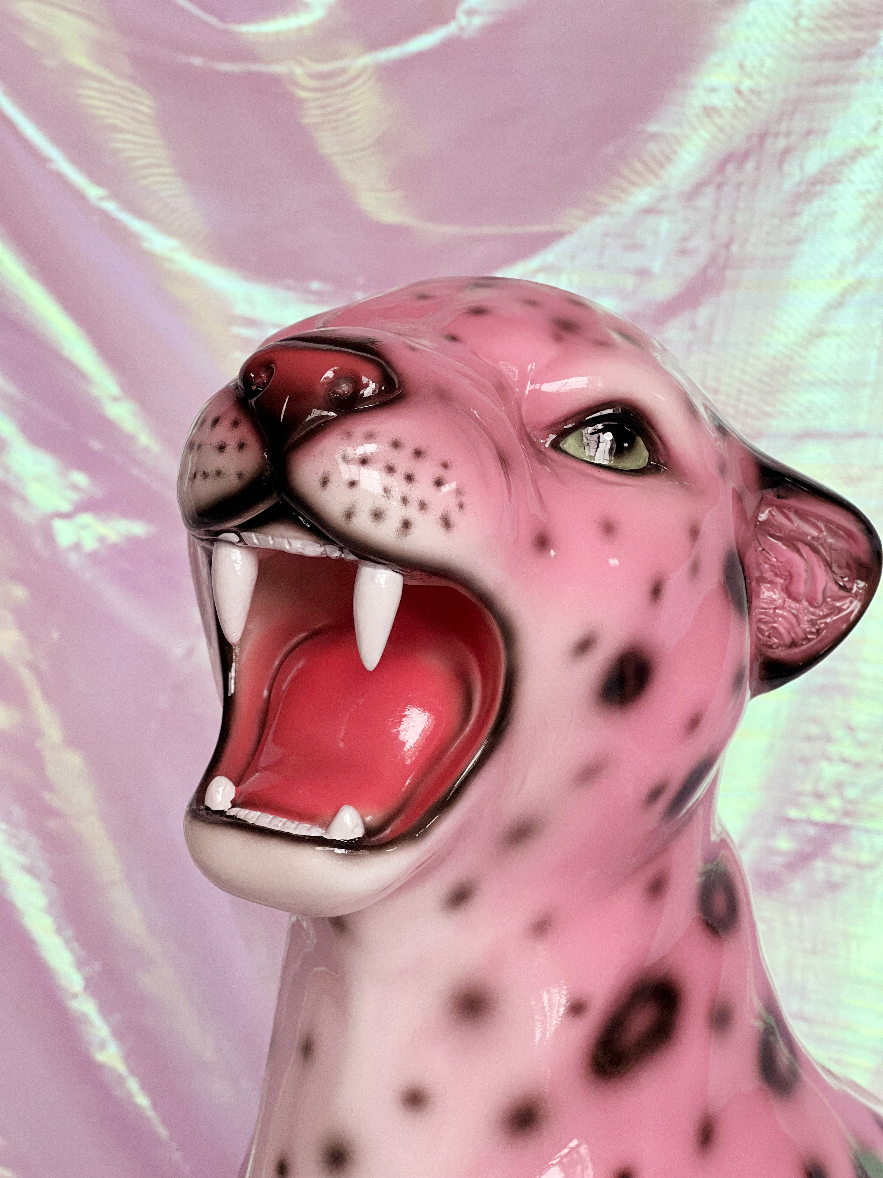 pink leopard statue