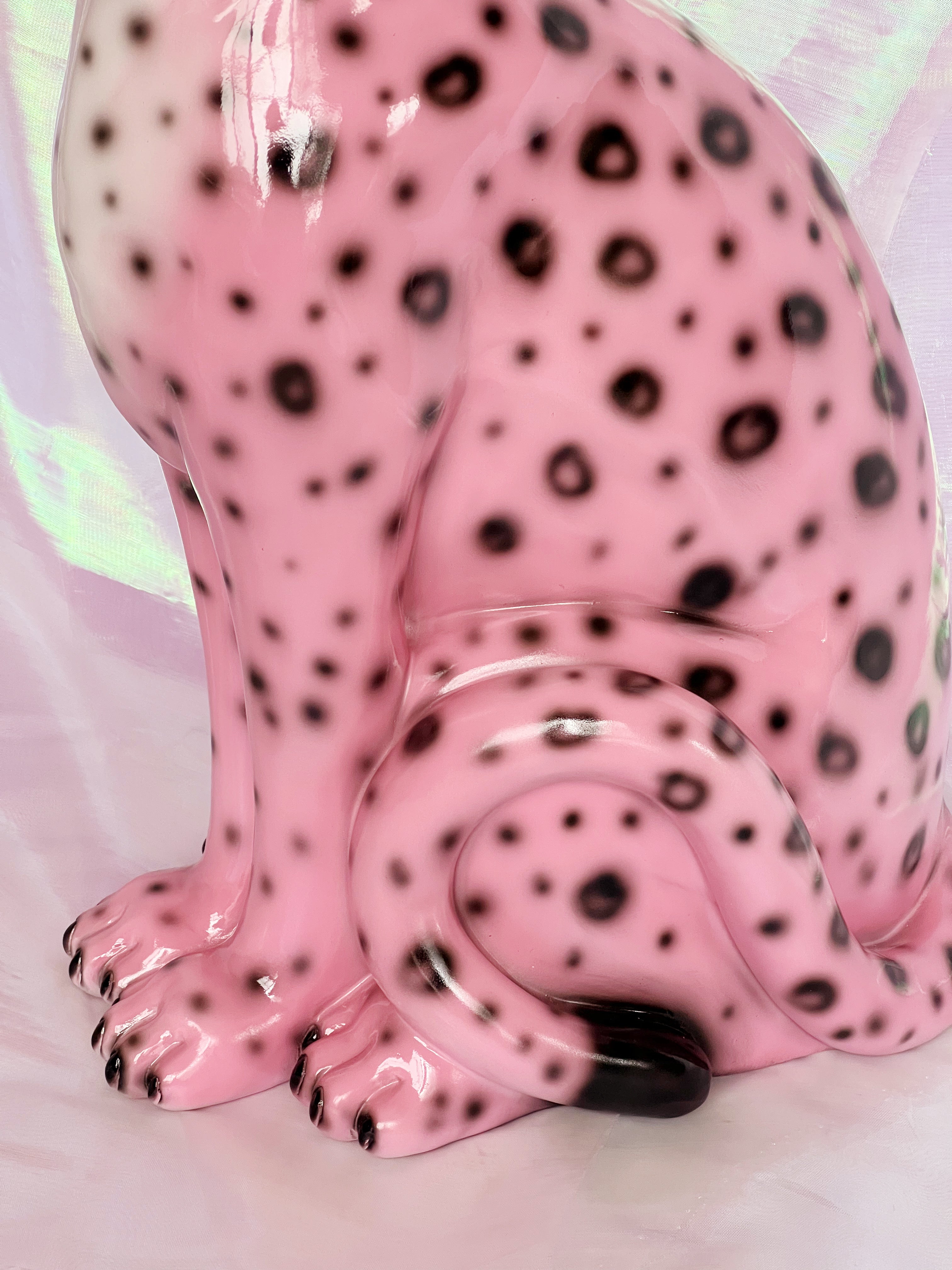 pink leopard statue