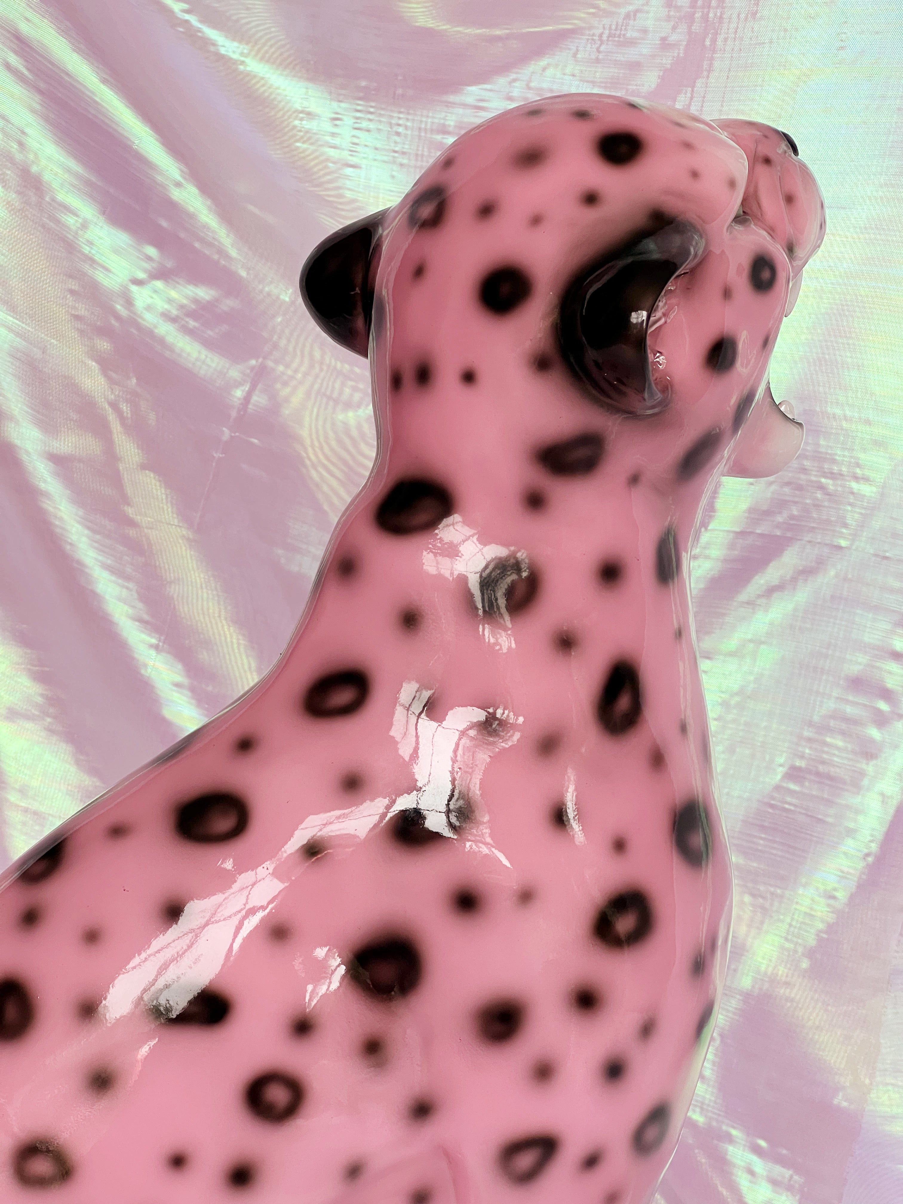 pink leopard statue