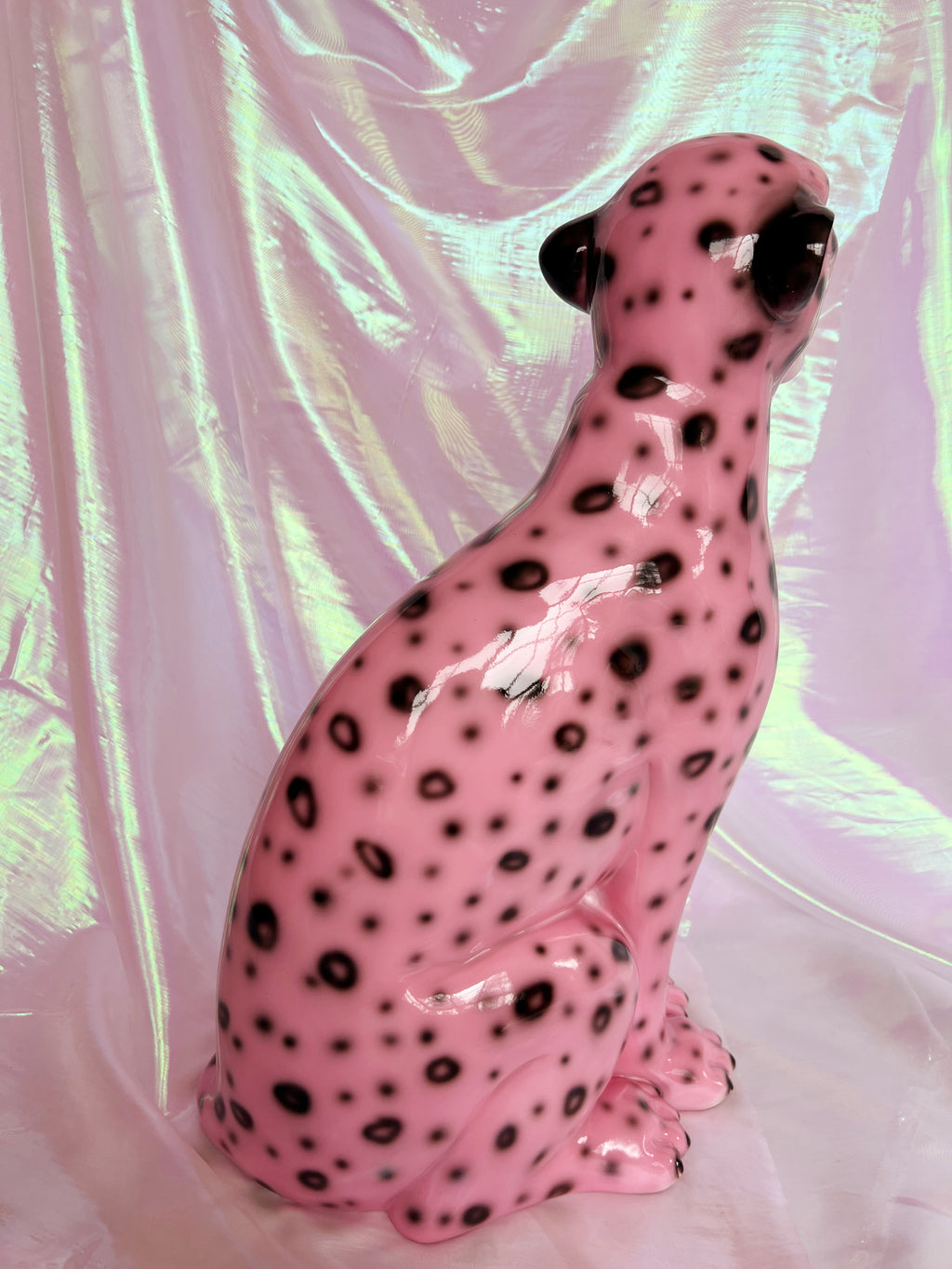 pink leopard statue
