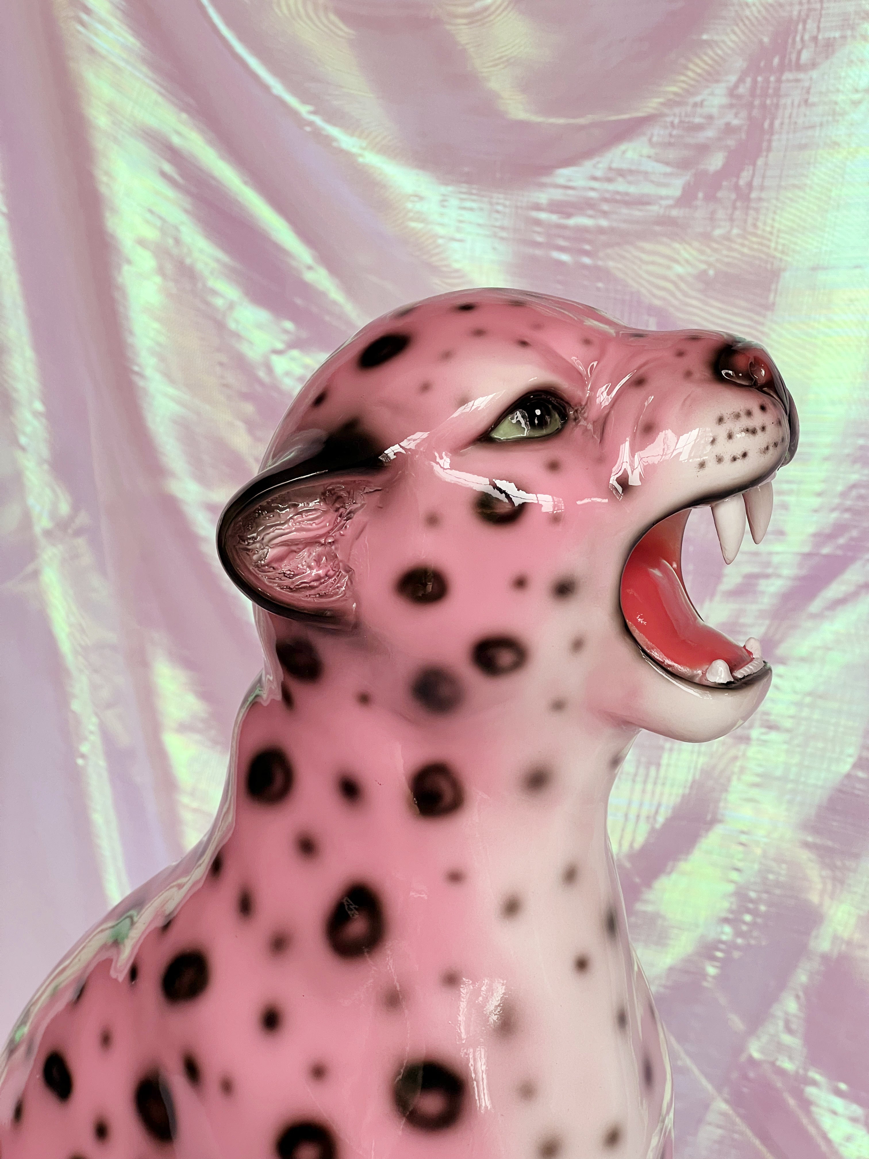 pink leopard statue
