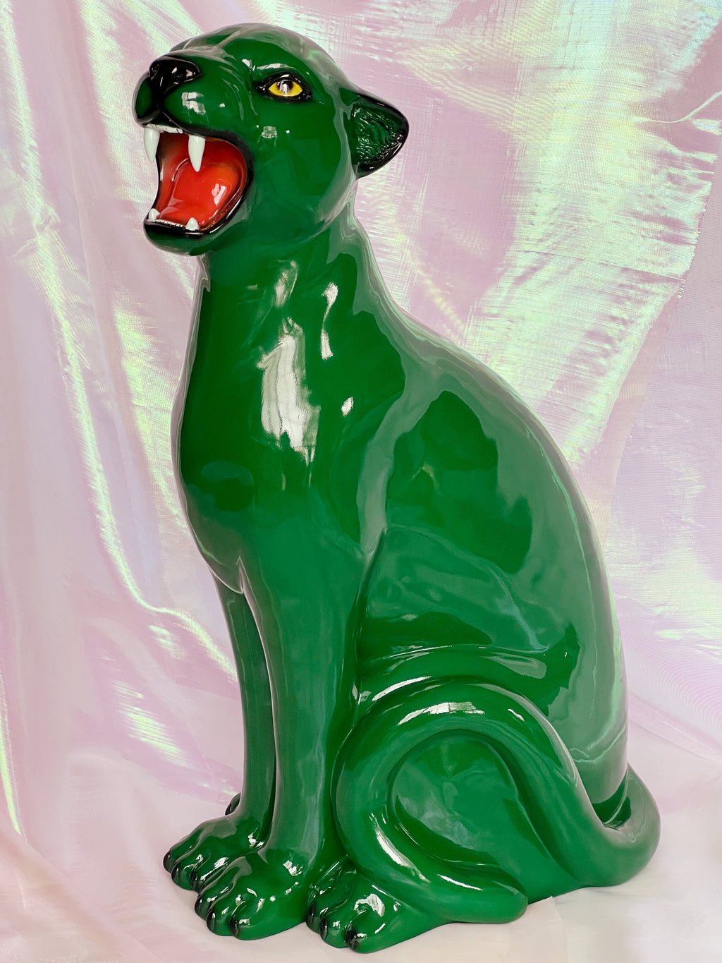 green panther statue