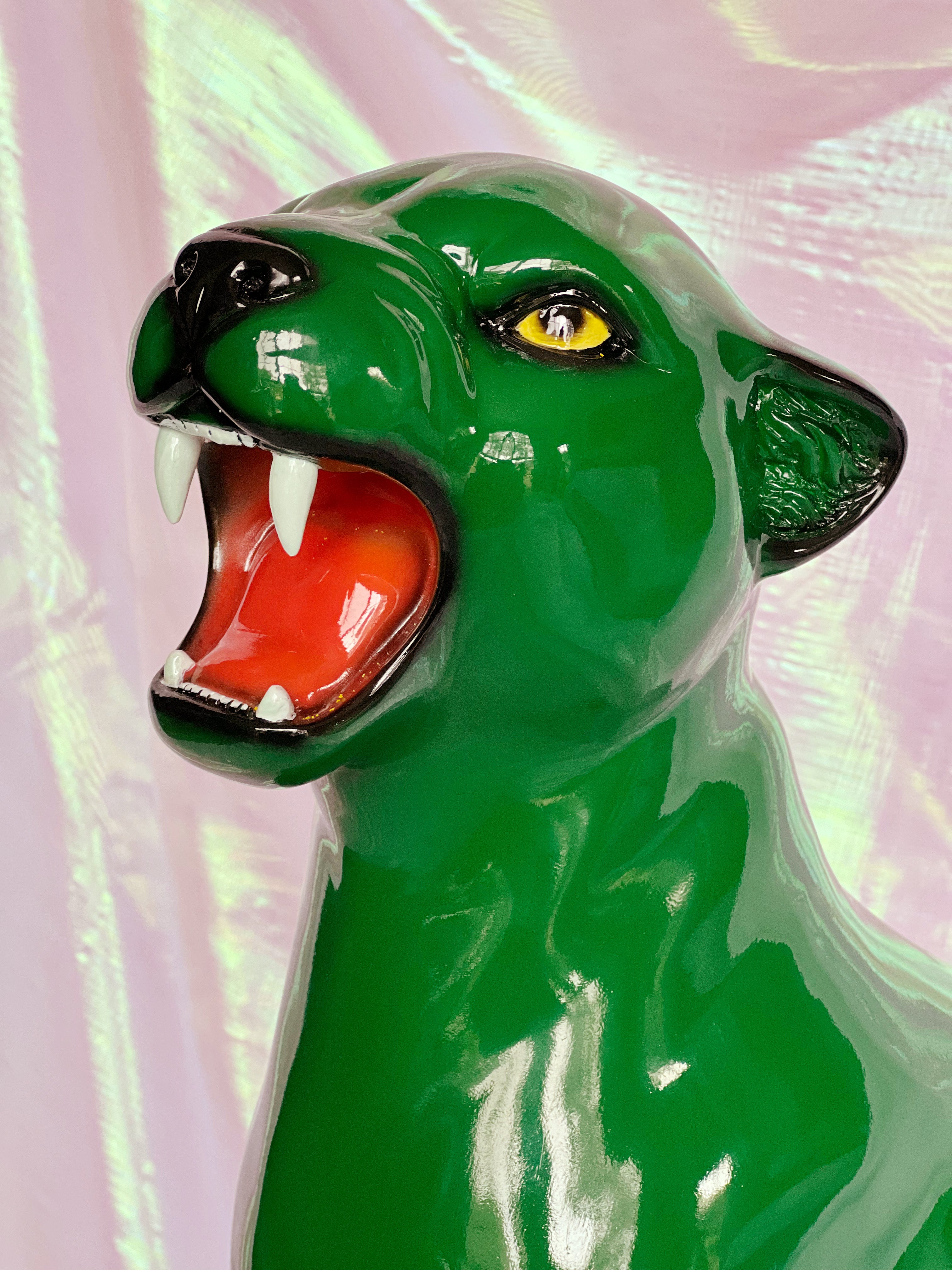 green panther statue