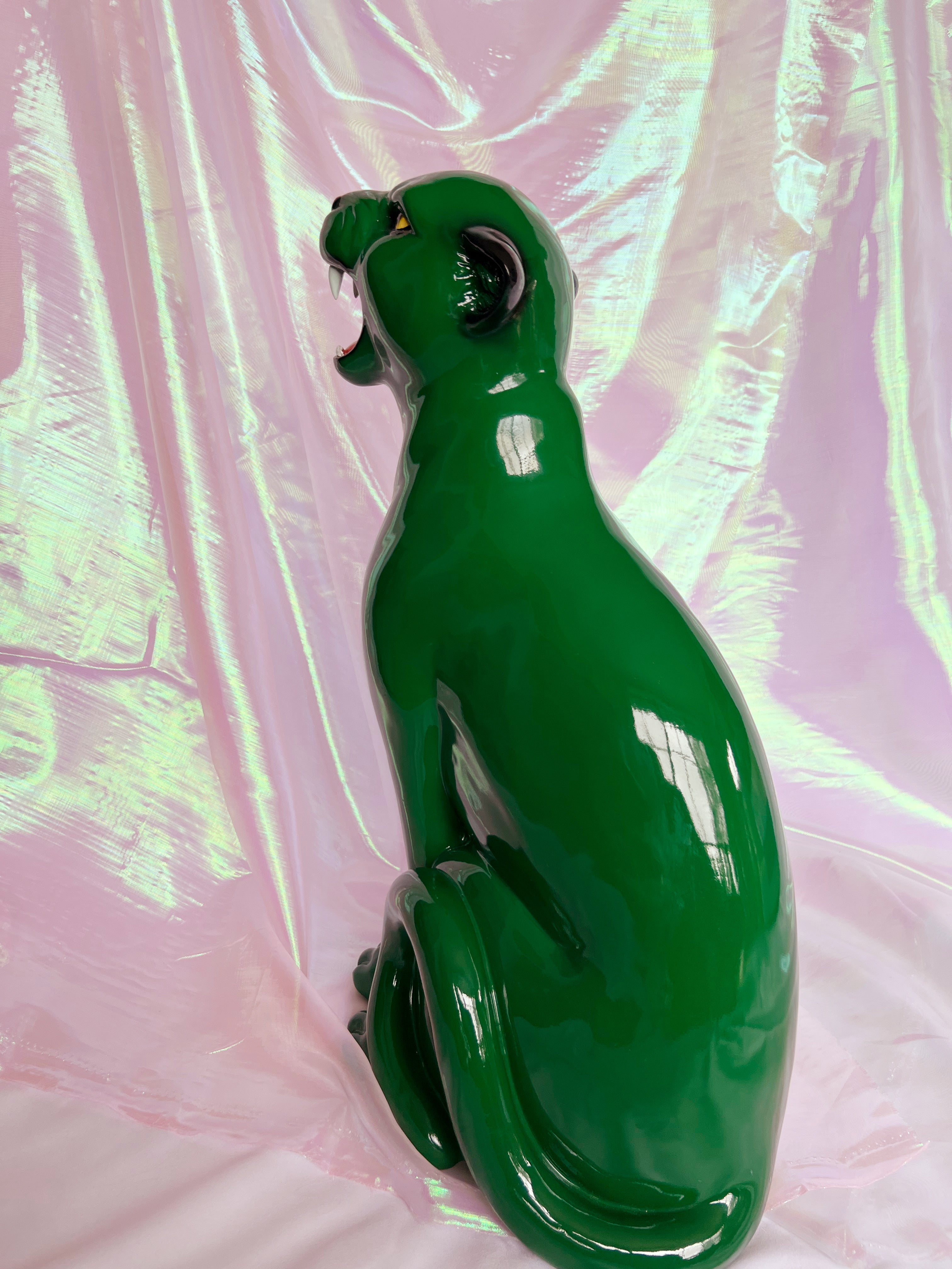 green panther statue