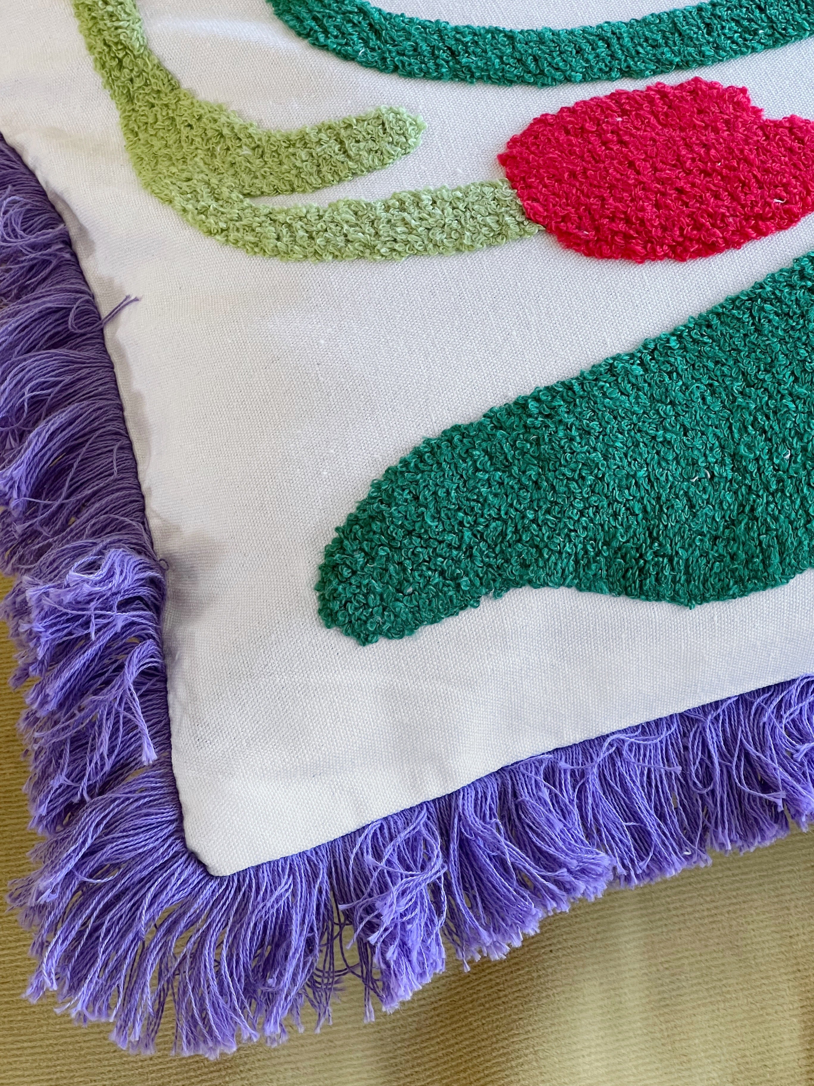 Dancing Flowers Embroidered Cushion Cover