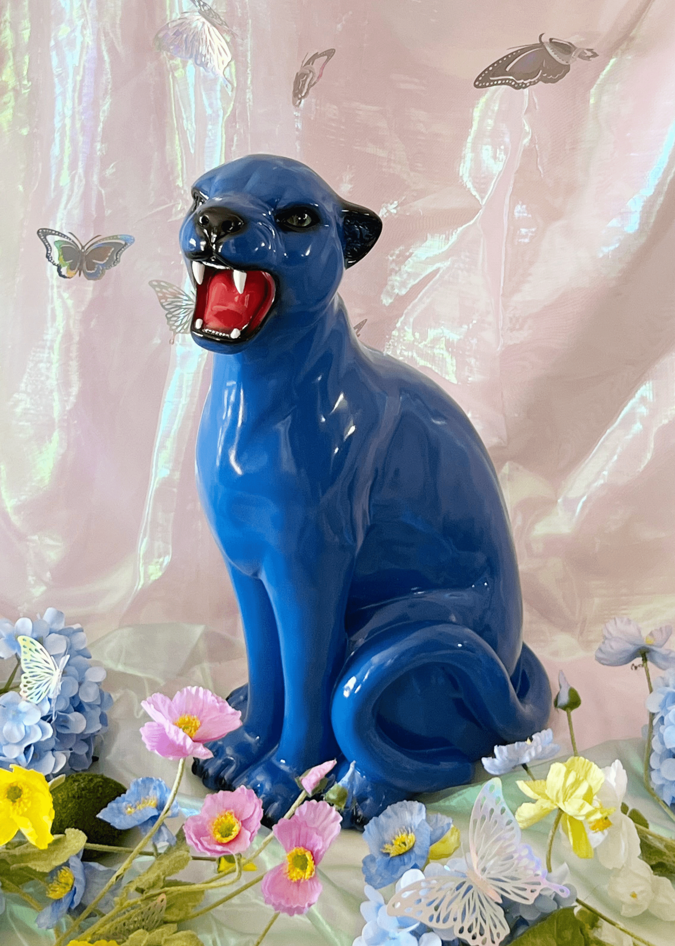 Blue panther statue