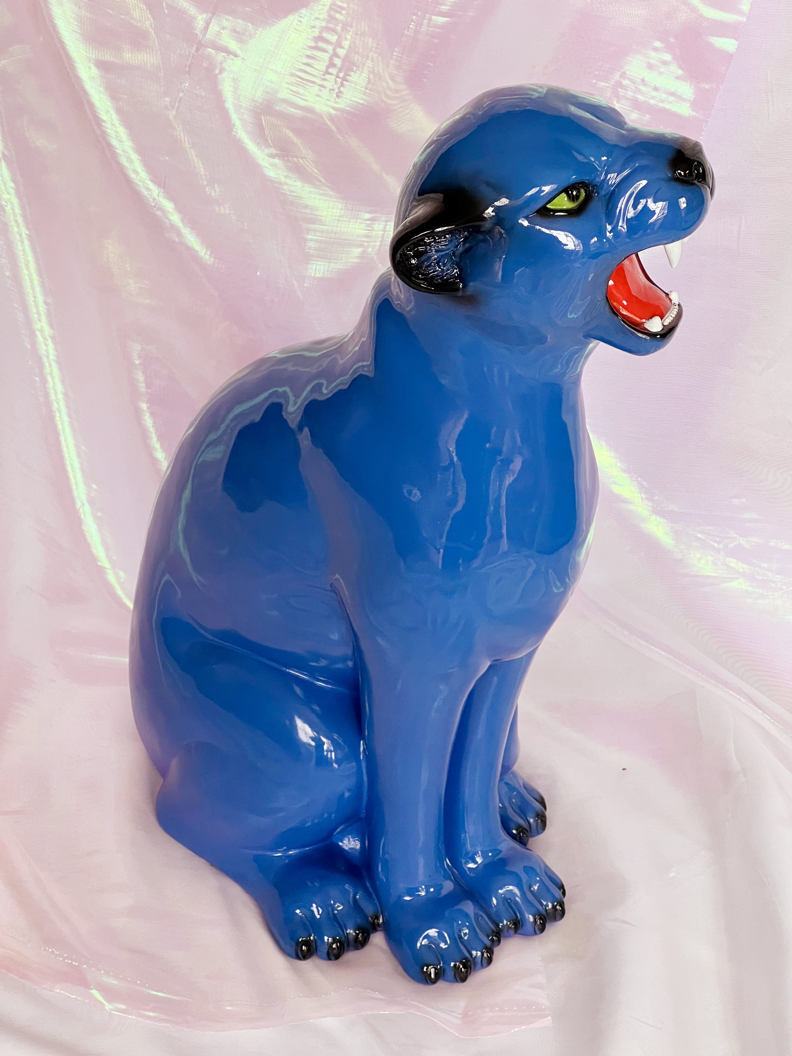 blue panther statue