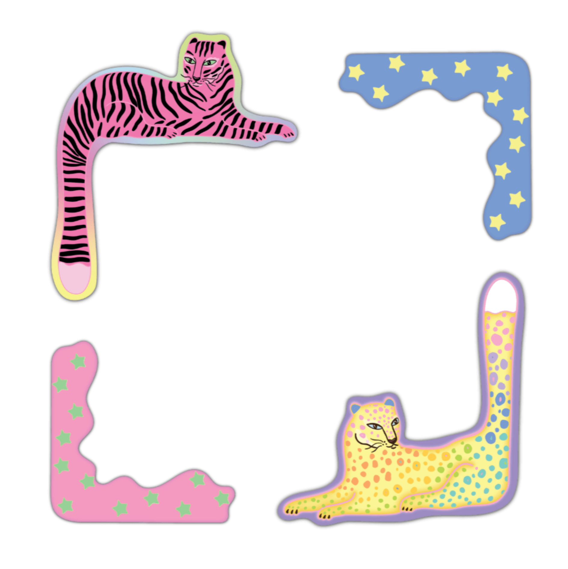 Corner Frame Cats & Stars Magnet Set