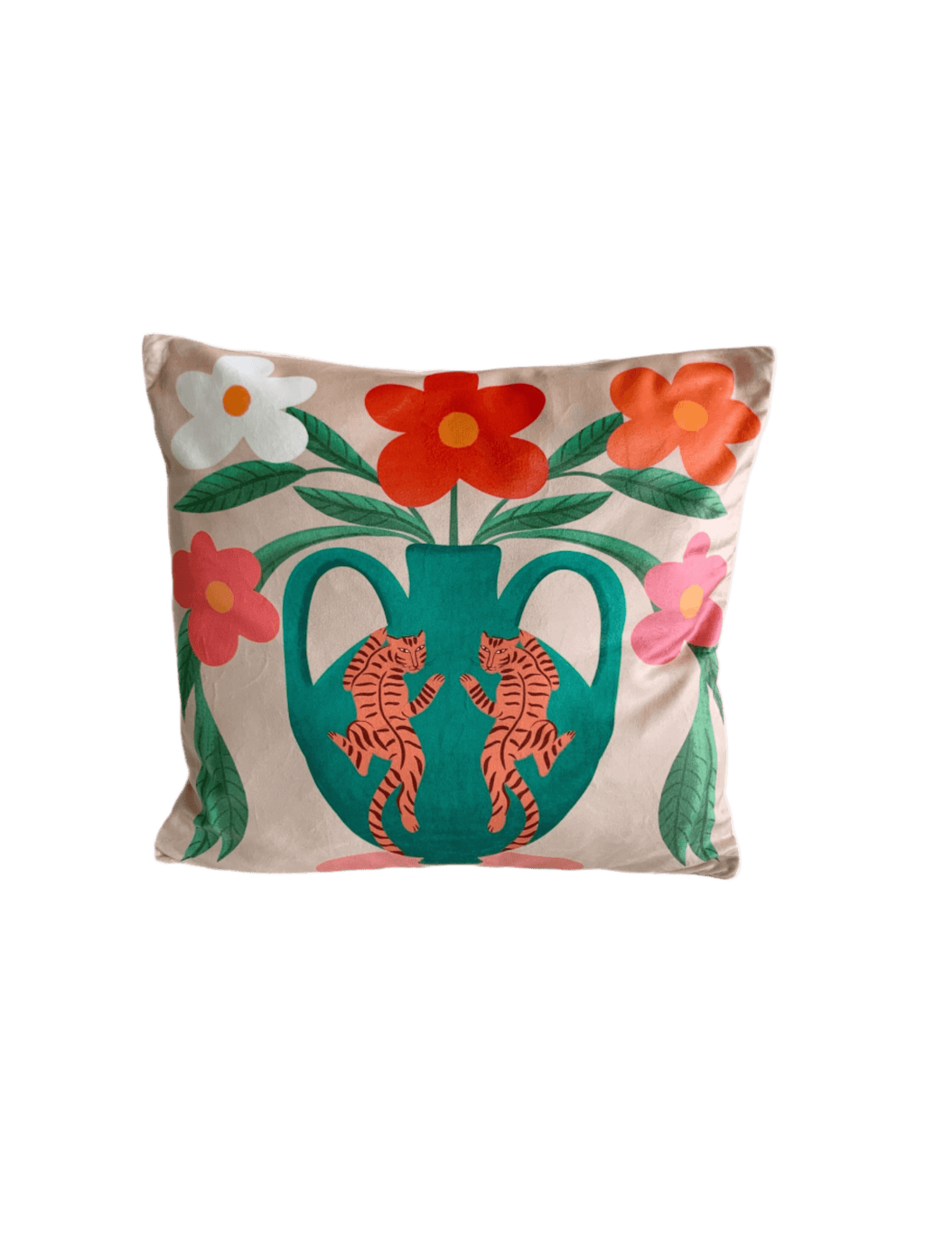 tiger and flowers cushion cover