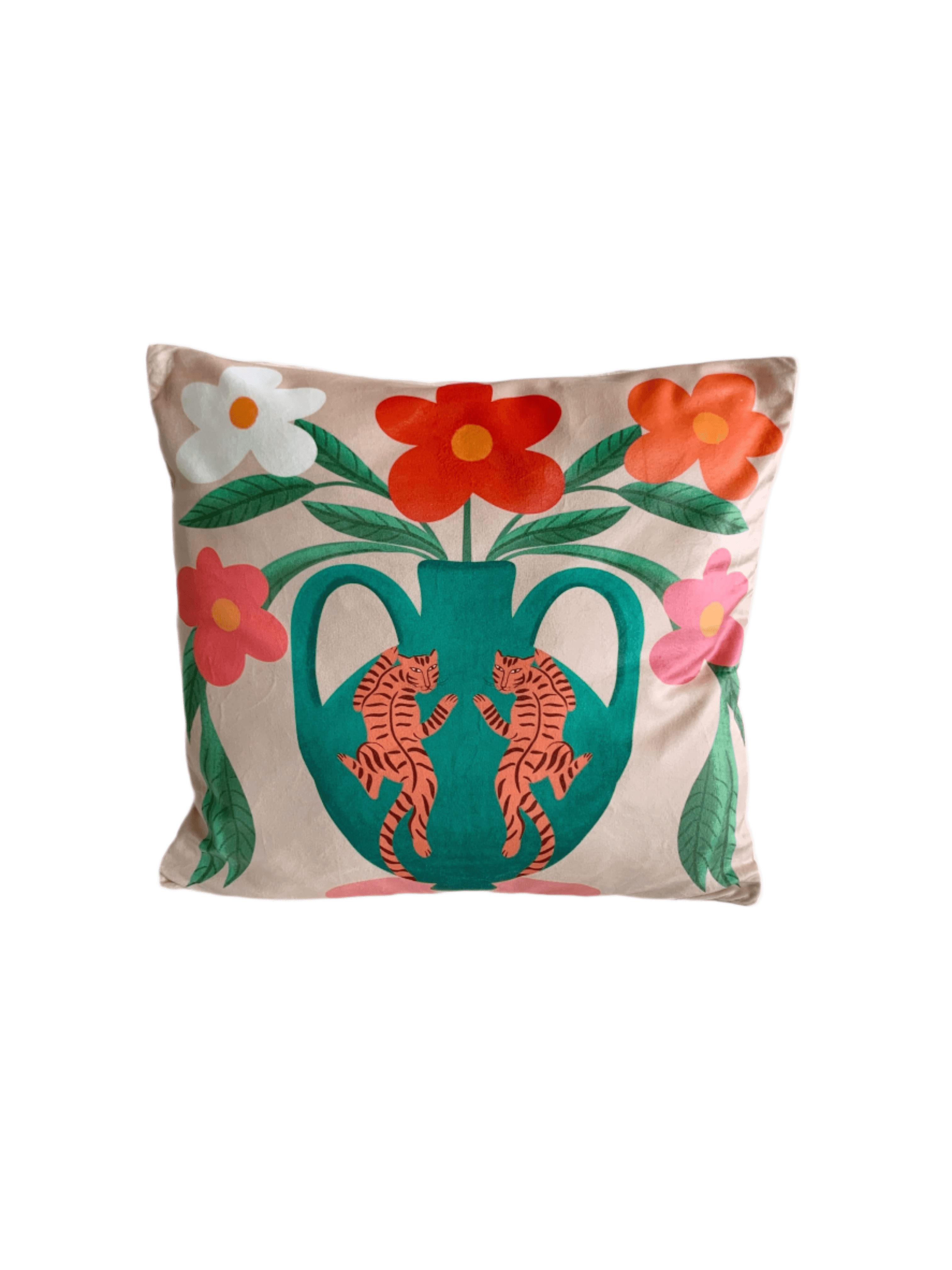 tiger and flowers cushion cover