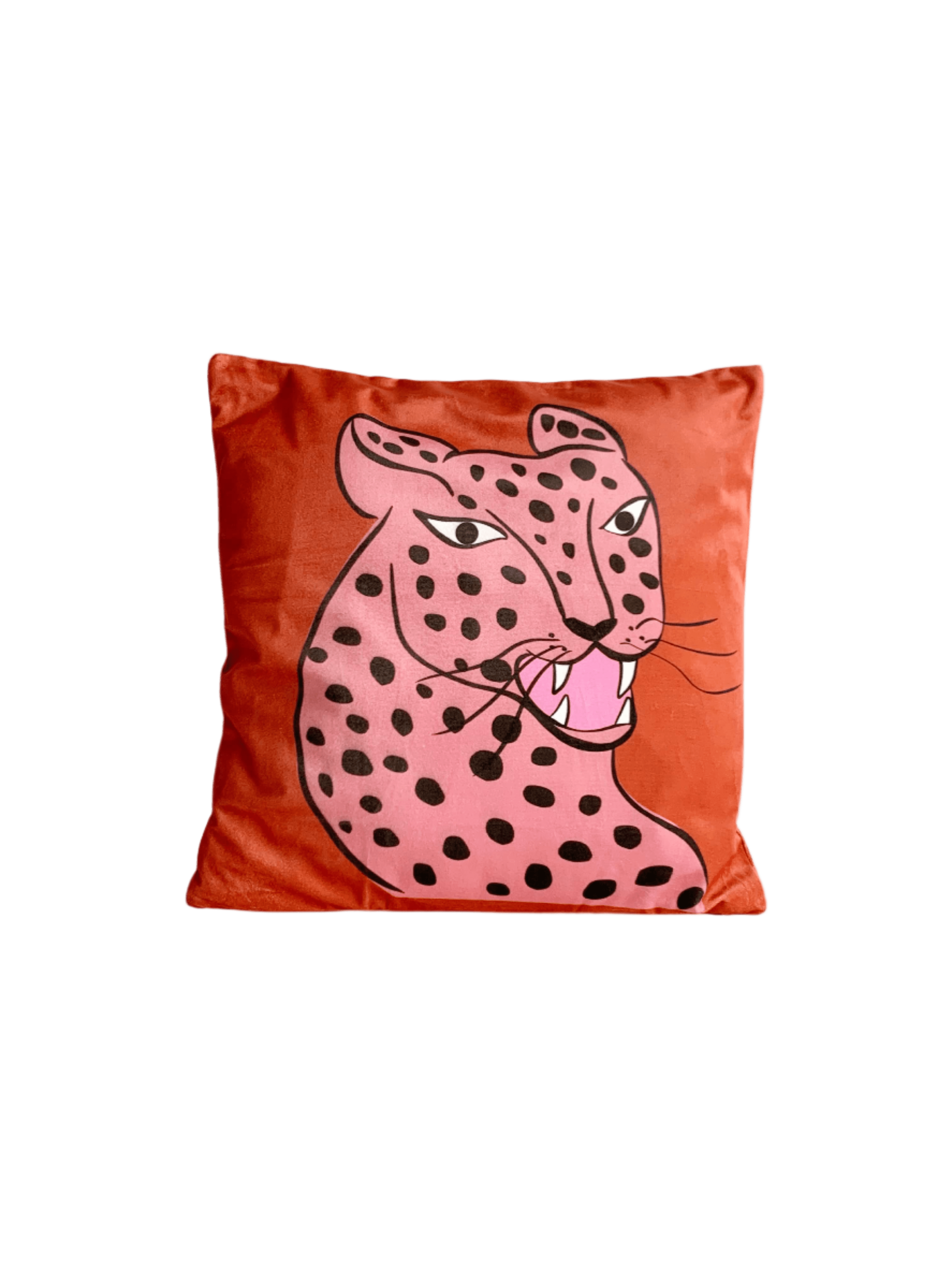 rust and pink leopard cushion cover