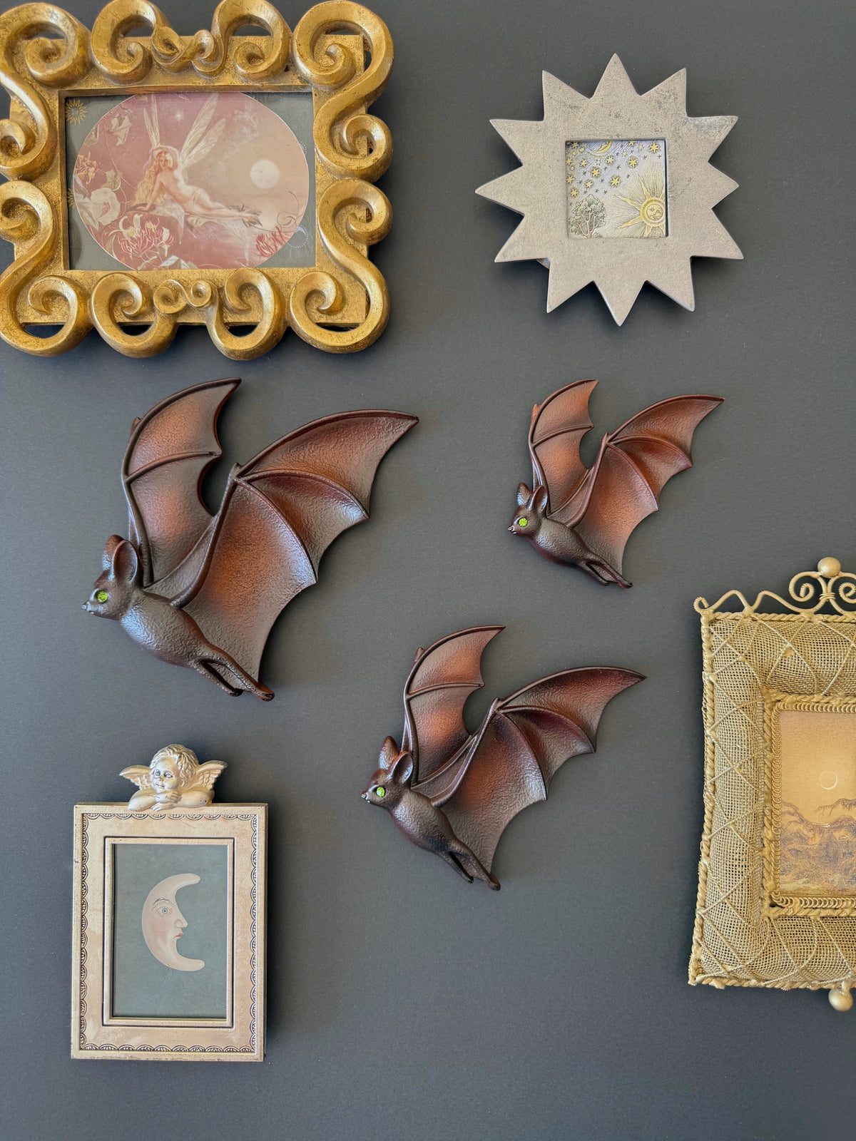 The Dark Trio  - Set of 3 Bat Wall Hangings