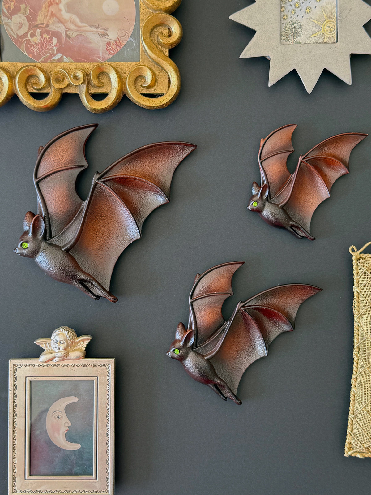The Dark Trio  - Set of 3 Bat Wall Hangings