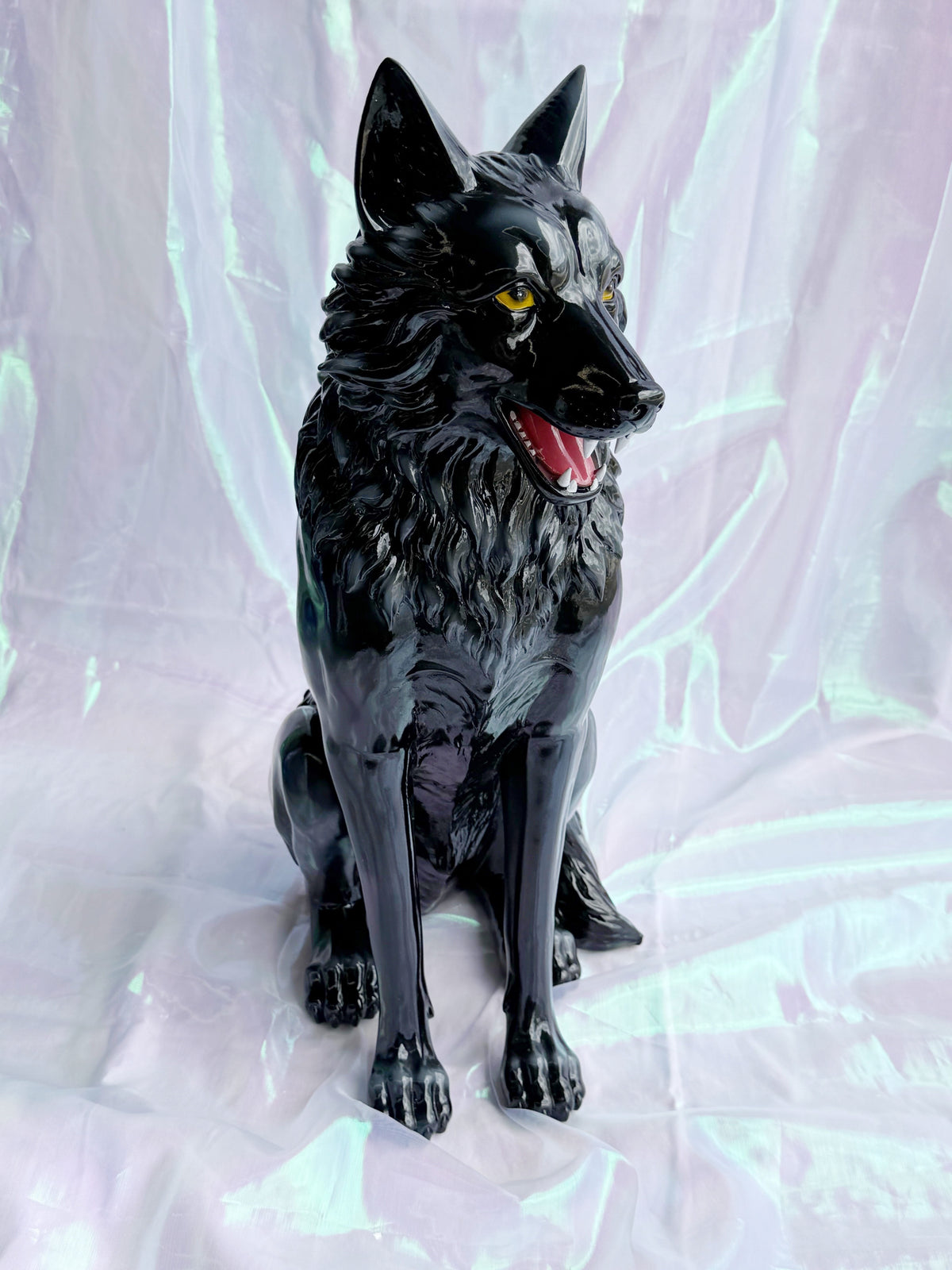 Black Wolf Statue