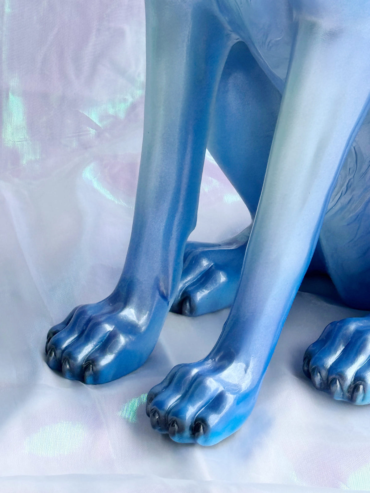 Shimmery Blue Wolf Statue