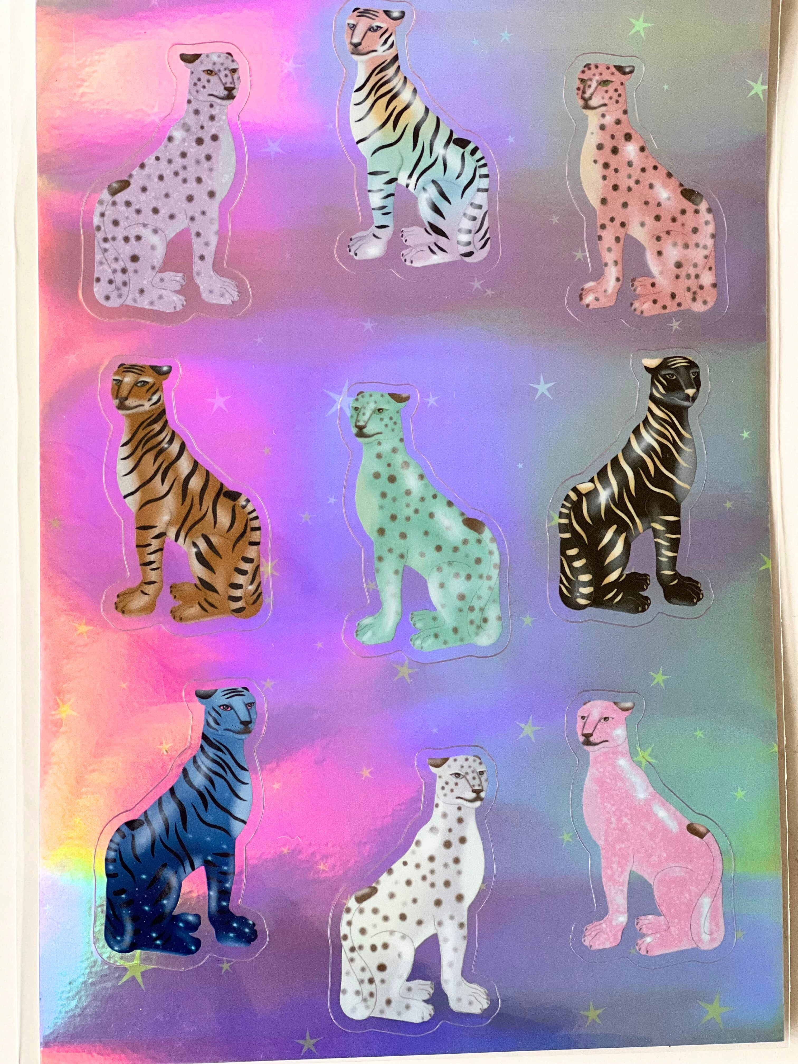 cat statues holographic sticker sheet