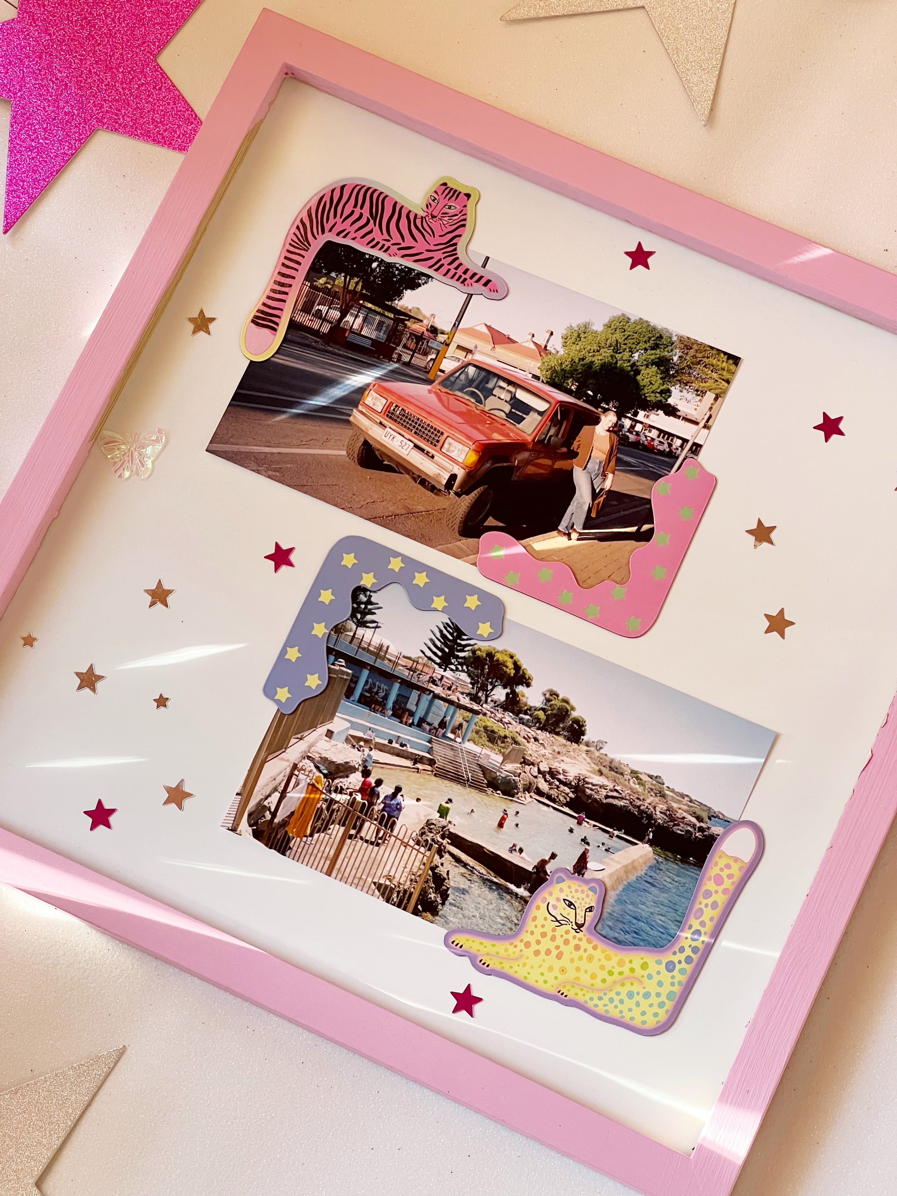 Corner Frame Cats & Stars Magnet Set