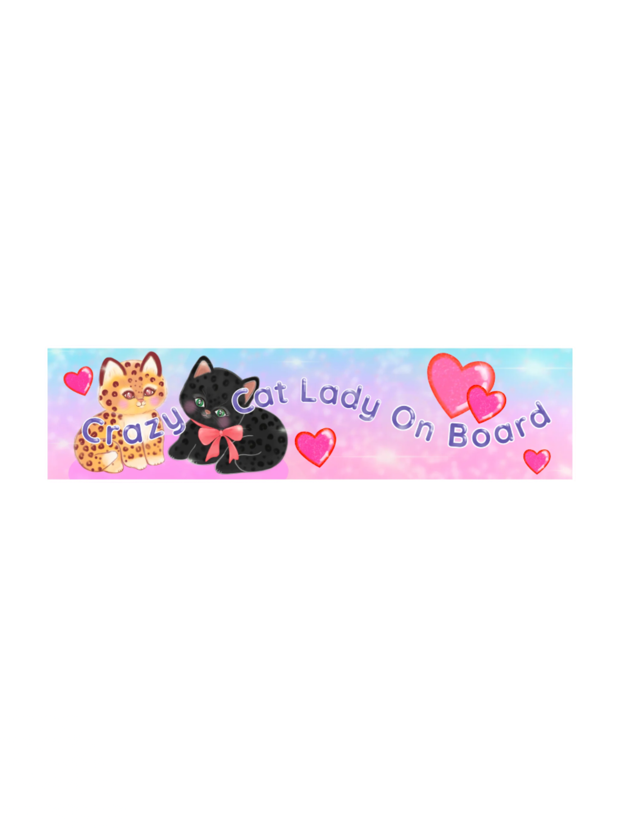 crazy cat lady on board bumper sticker with hearts and cute kitten illustration 