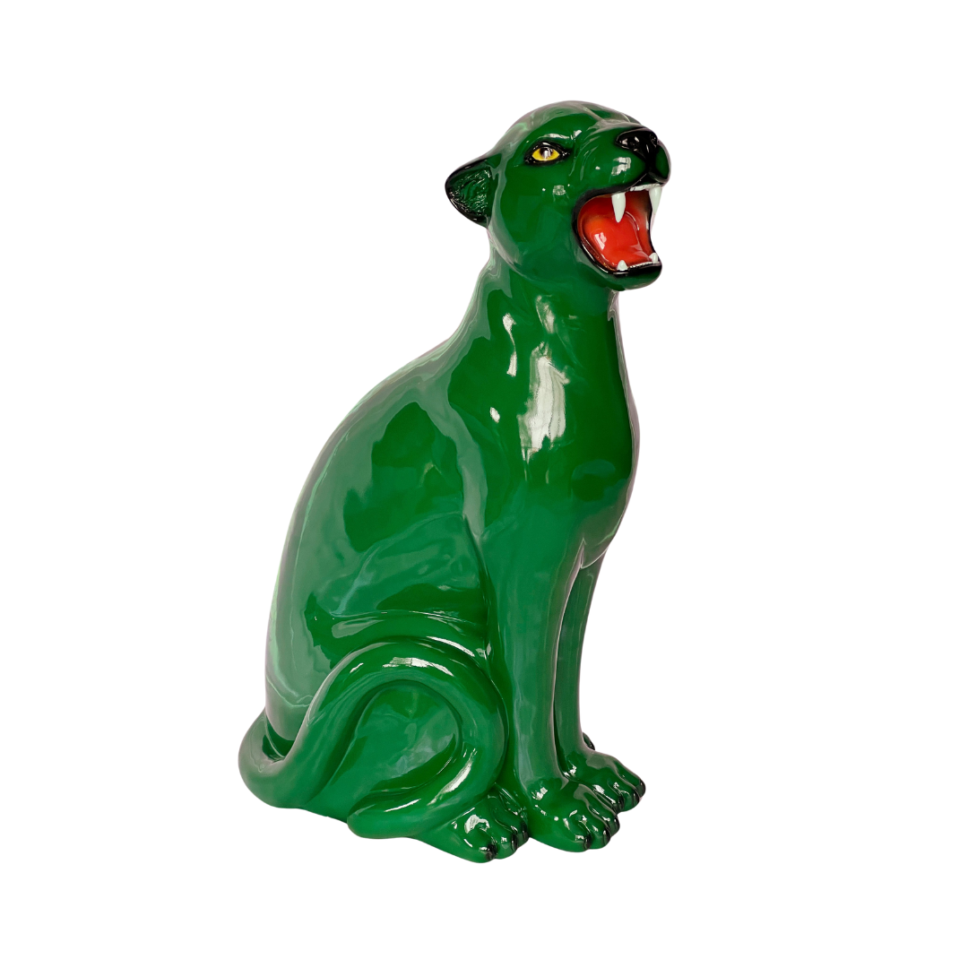 green panther statue with transparent background