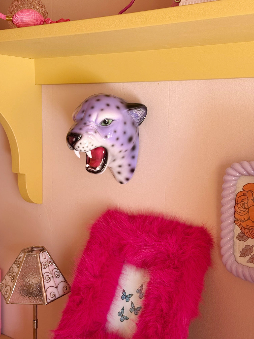 Iris the Purple Leopard Wall Mounted Head