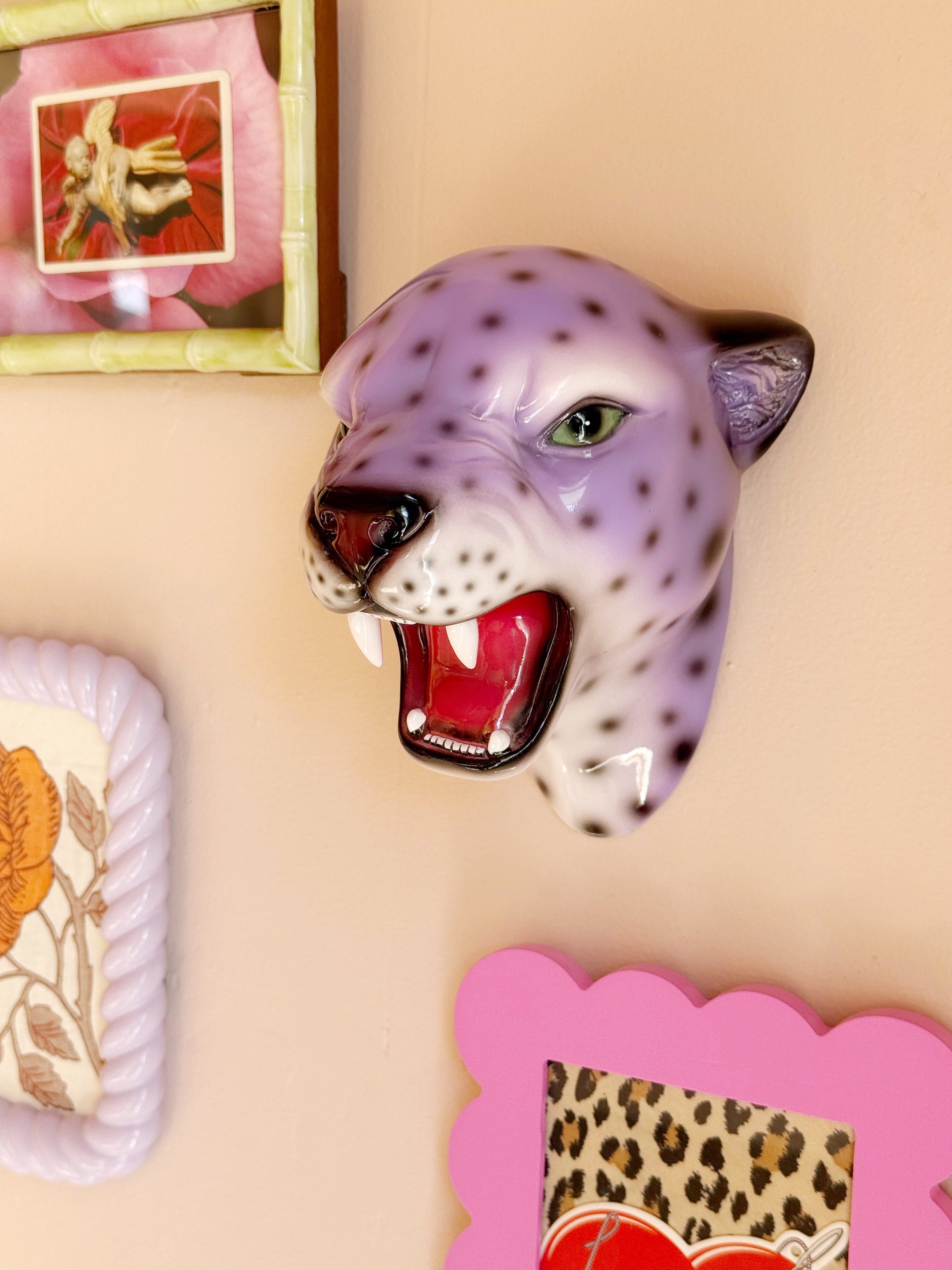 Iris the Purple Leopard Wall Mounted Head