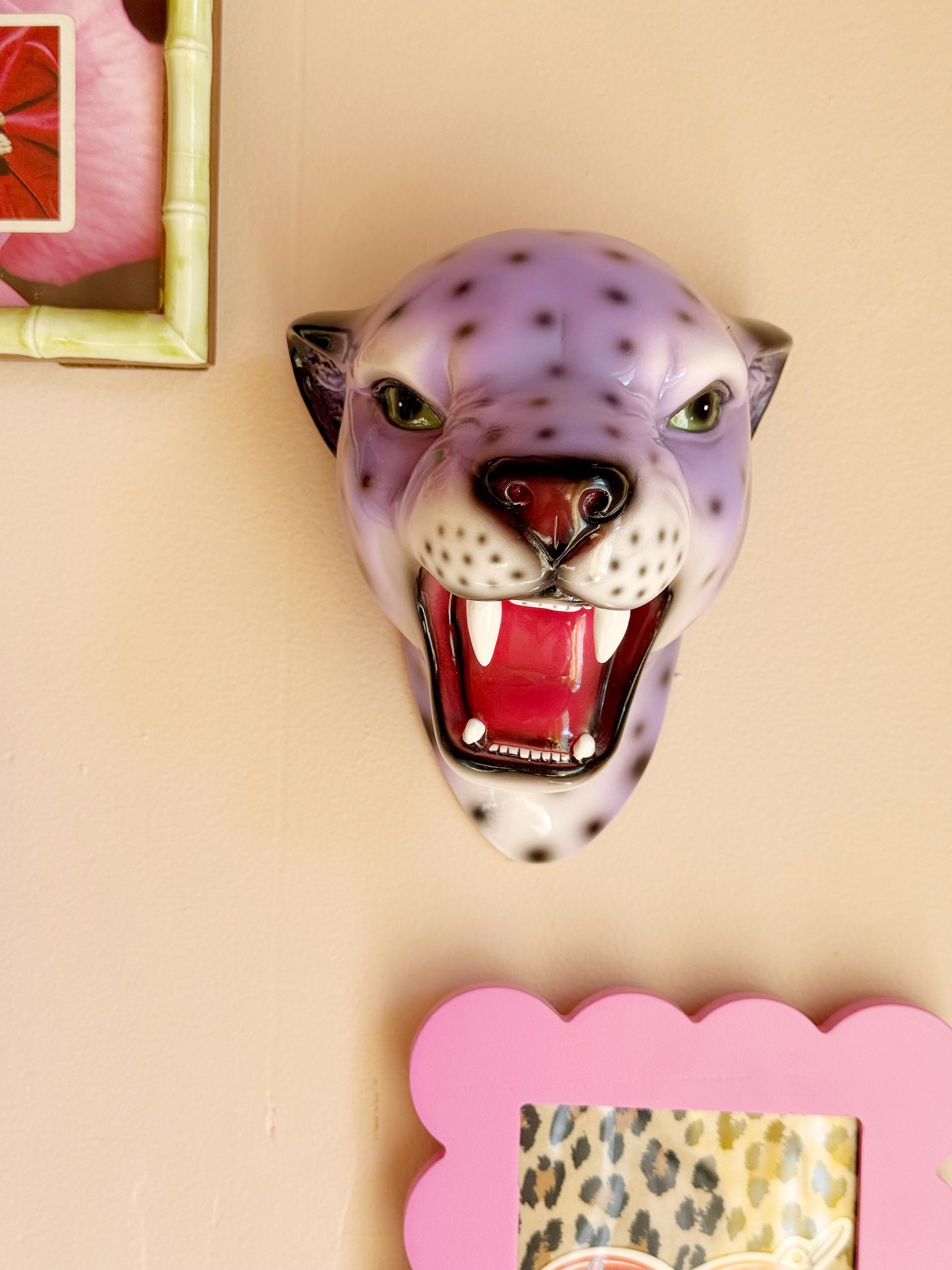 Iris the Purple Leopard Wall Mounted Head