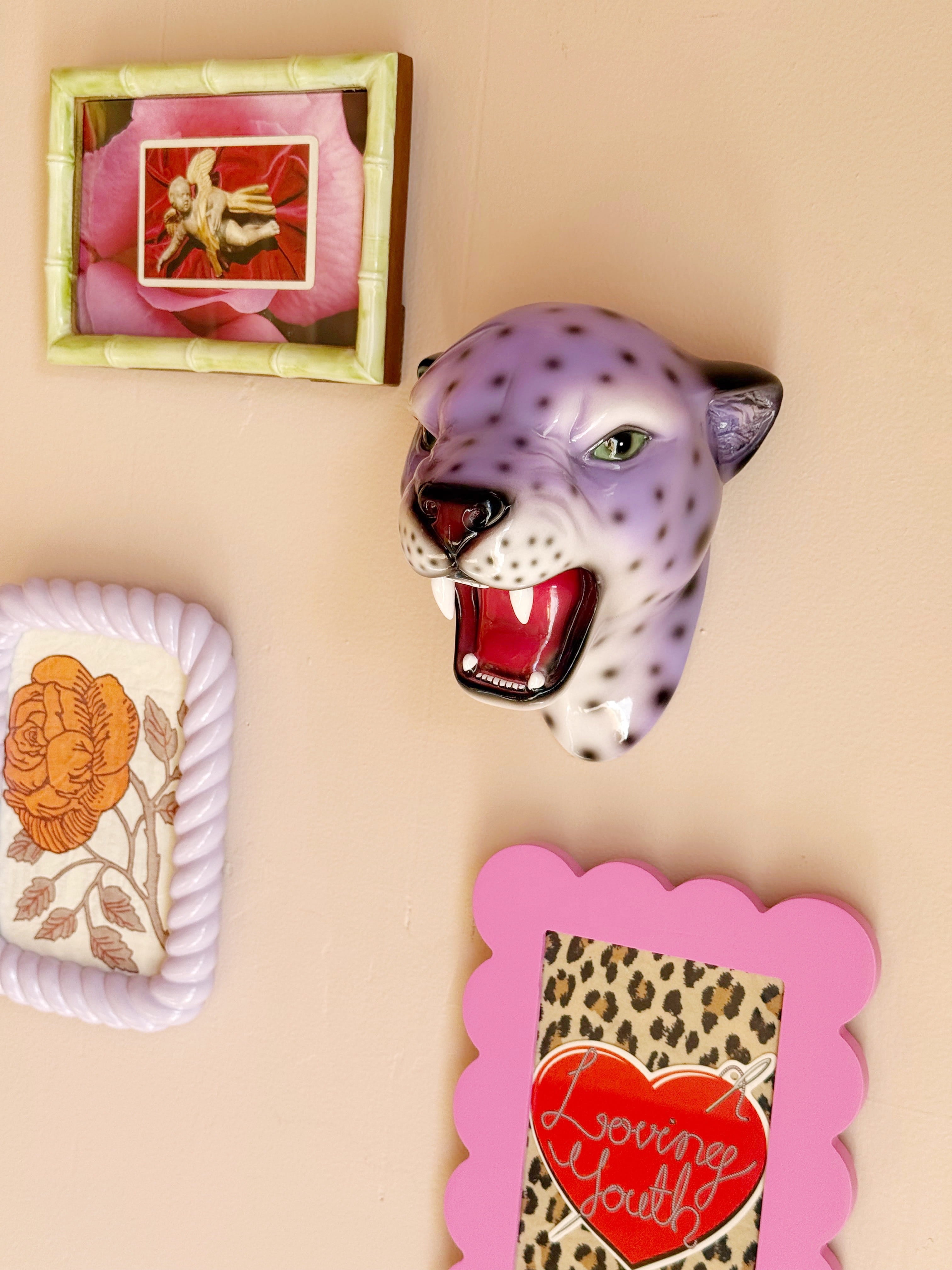 Iris the Purple Leopard Wall Mounted Head