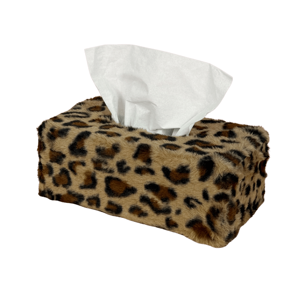 Leopard Print Fluffy Tissue Box