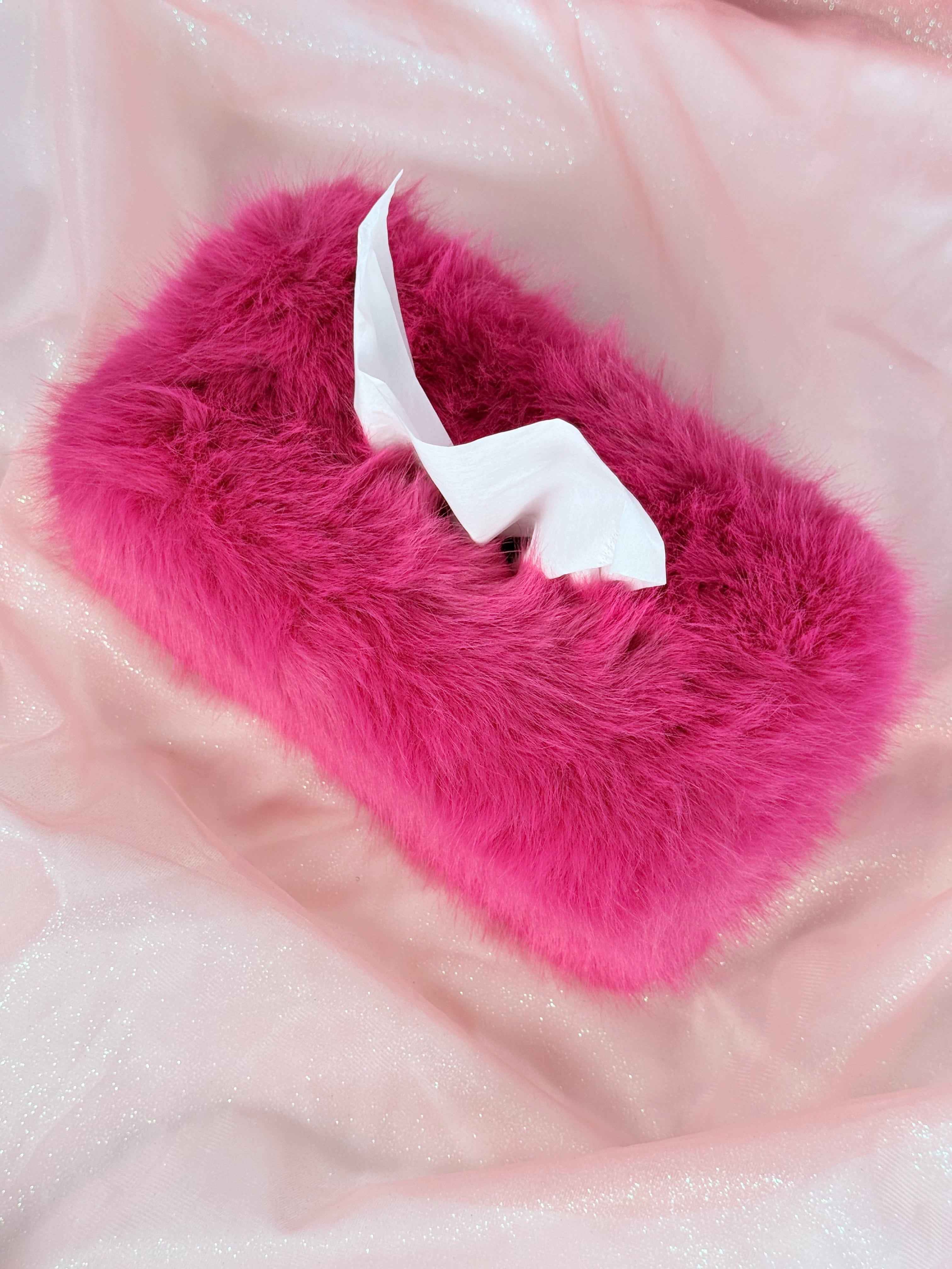 Pink Fluffy Tissue Box