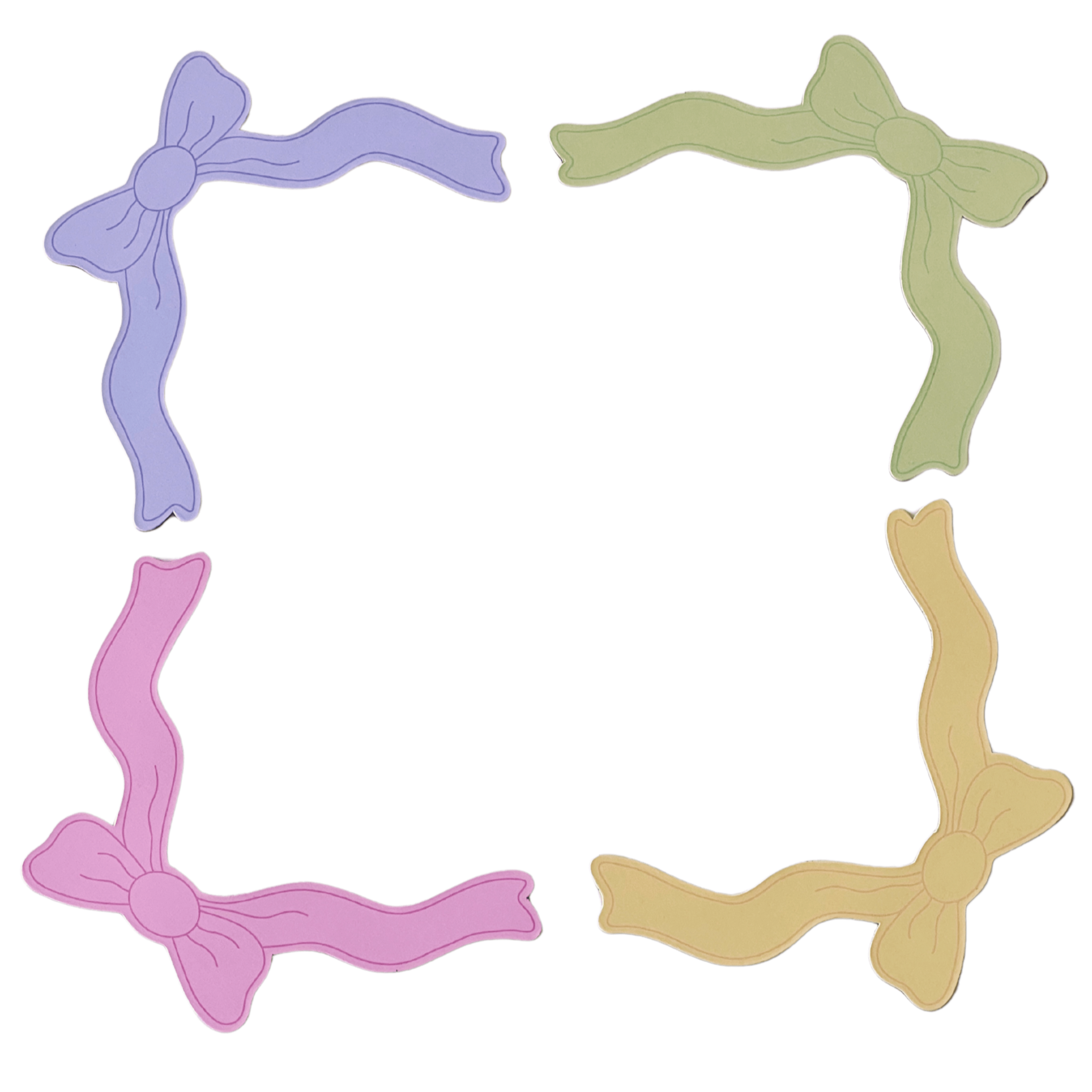 set of 4 pastel coloured ribbon corner frame magnets