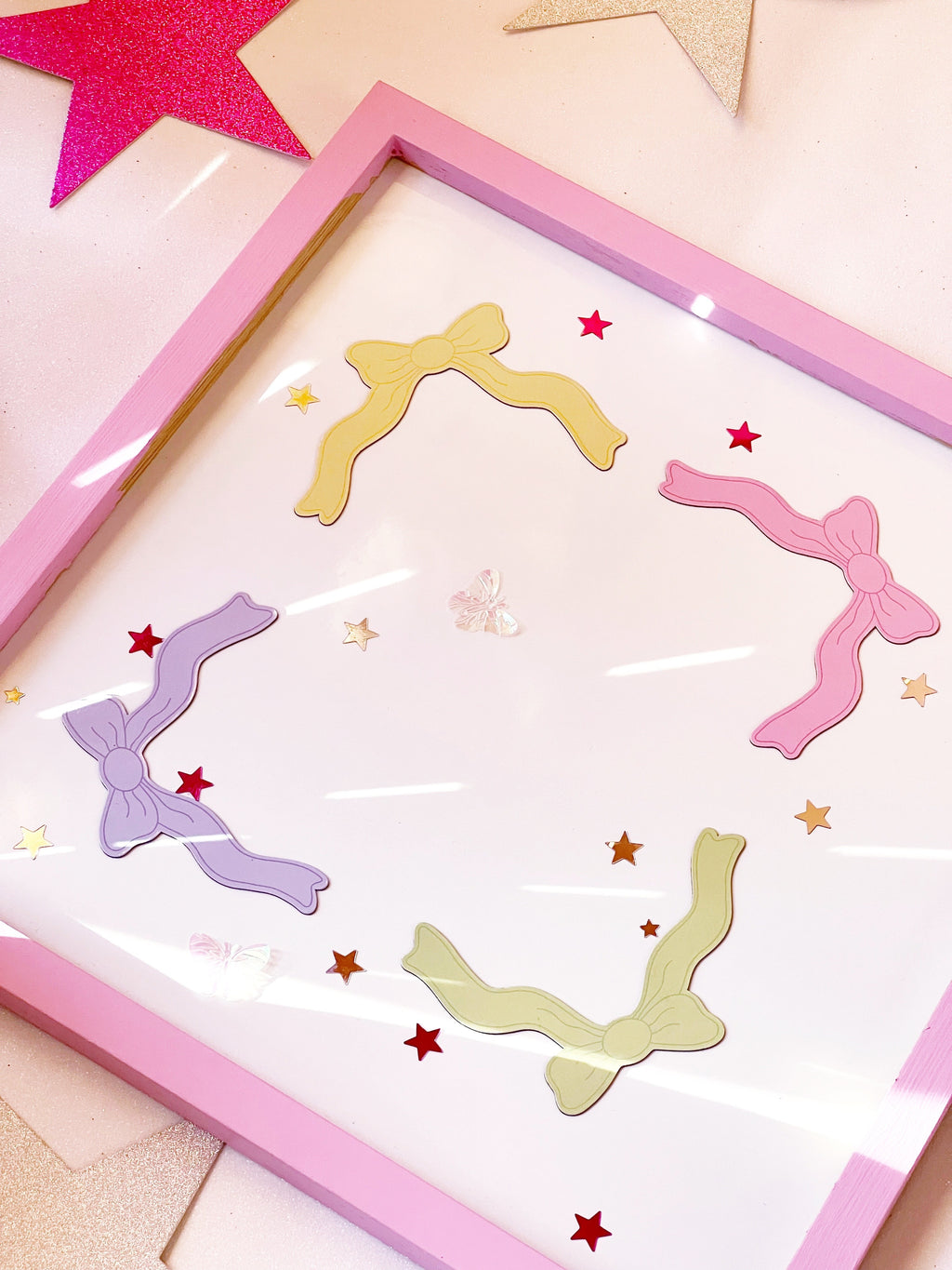 set of 4 pastel coloured ribbon corner frame magnets