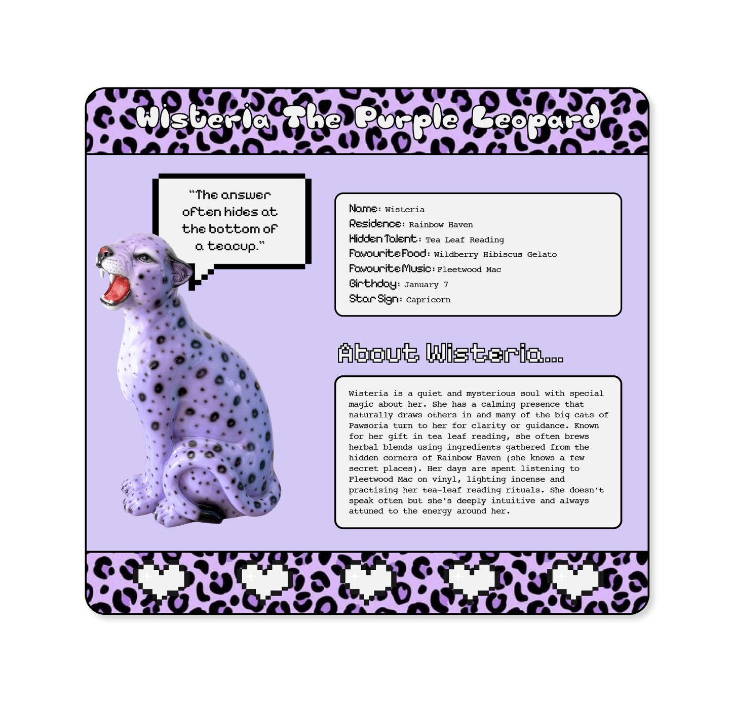PRE-ORDER Wisteria the Purple Leopard