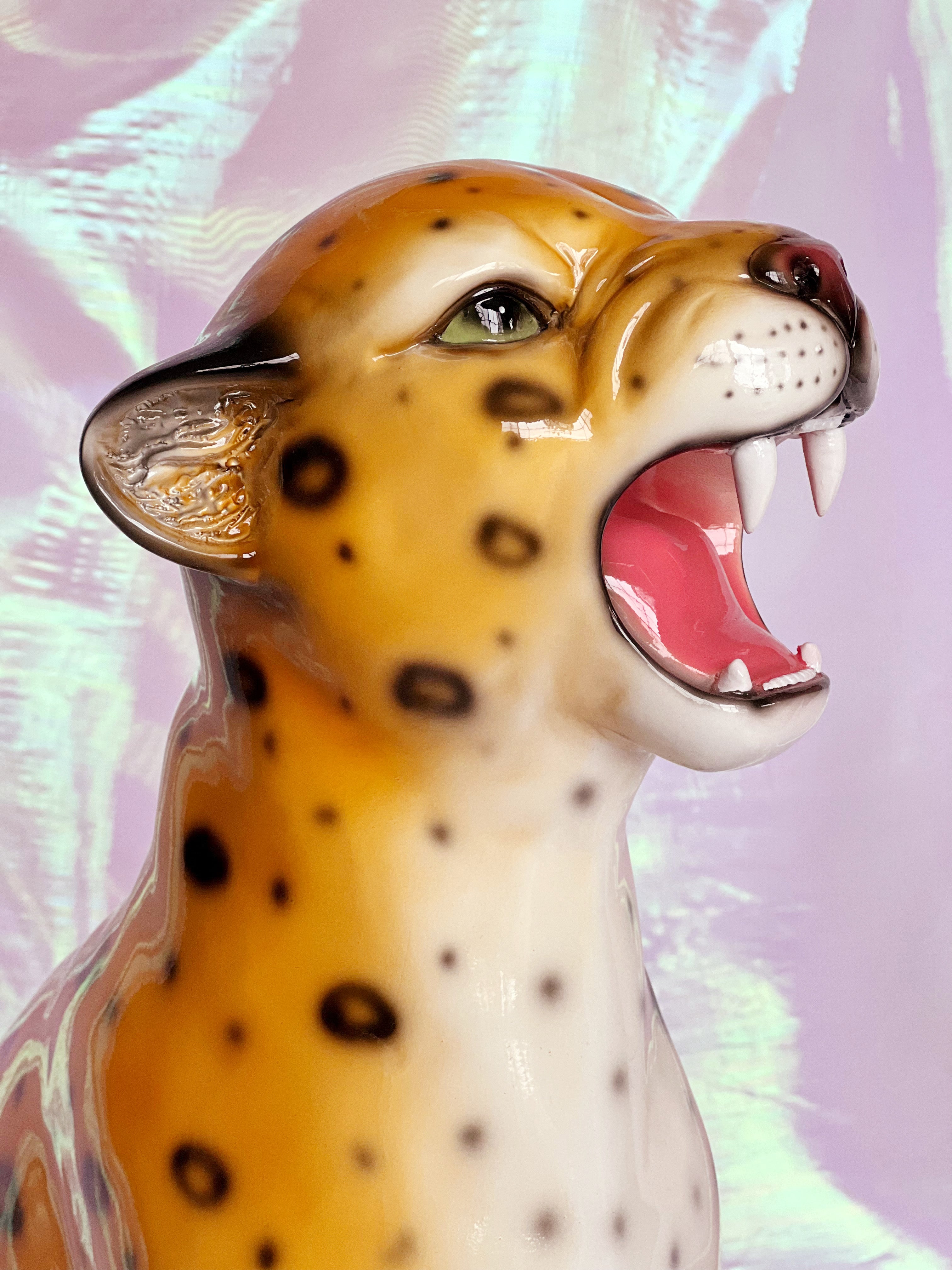 natural leopard statue