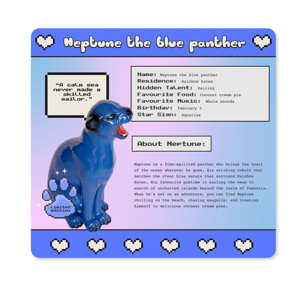 Neptune the Blue Panther Statue