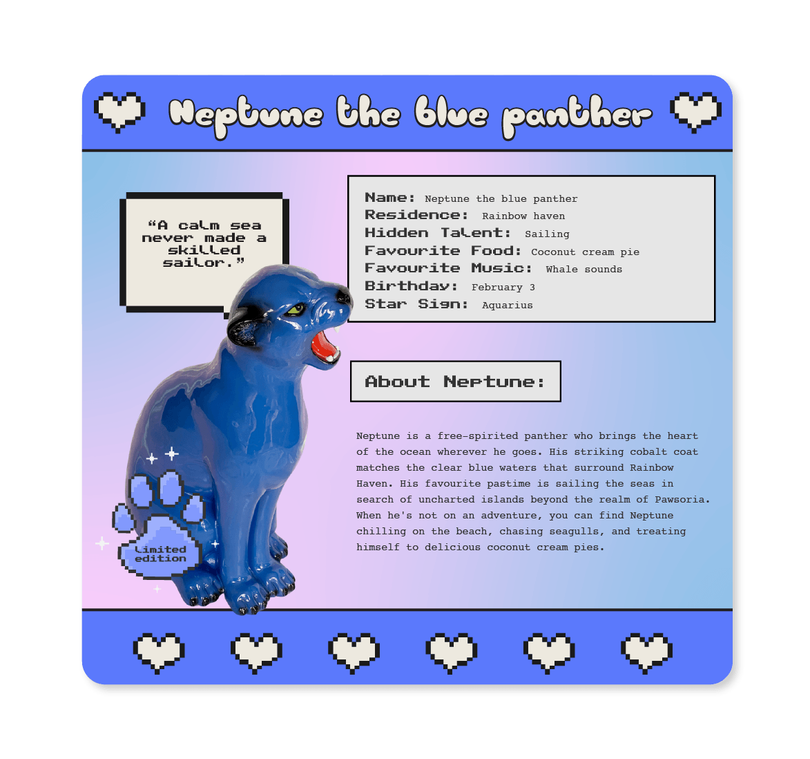 Neptune the Blue Panther Statue