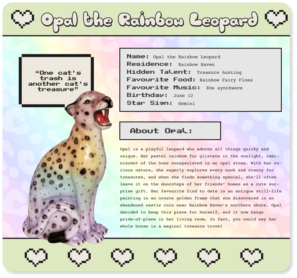 Opal the Rainbow Leopard Statue